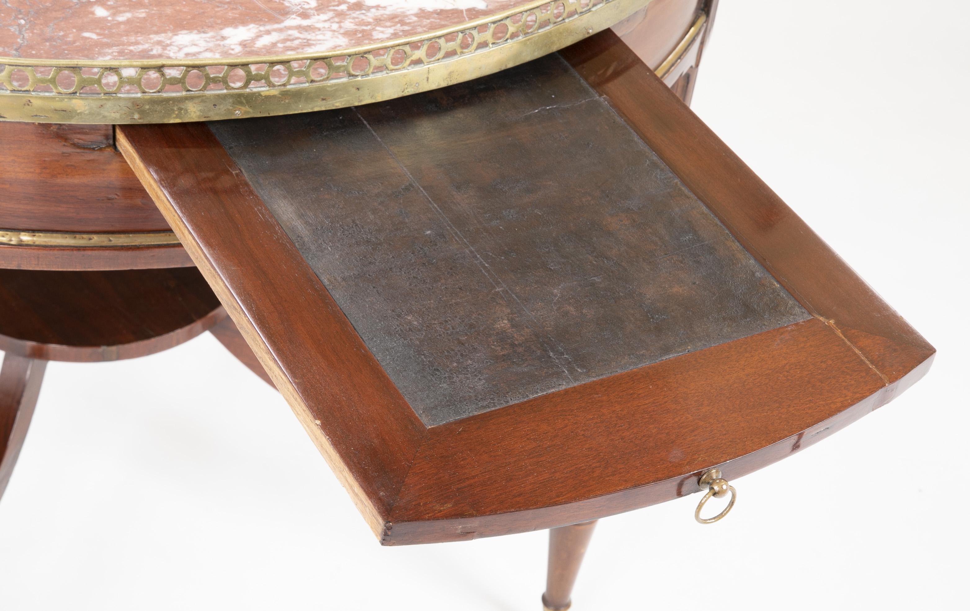 French Mahogany Games Table with Marble Top and Brass Gallery 4