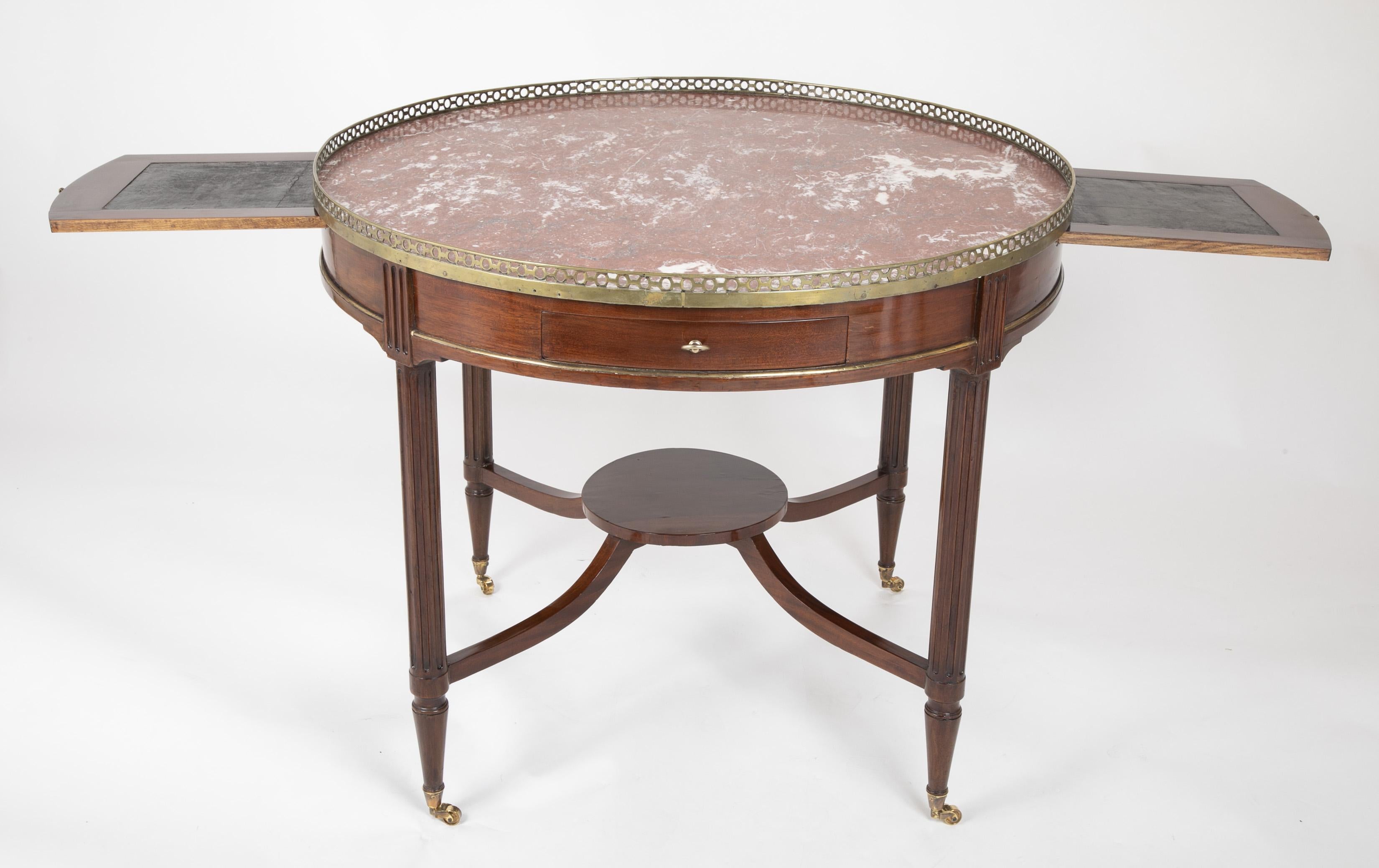 French Mahogany Games Table with Marble Top and Brass Gallery 6