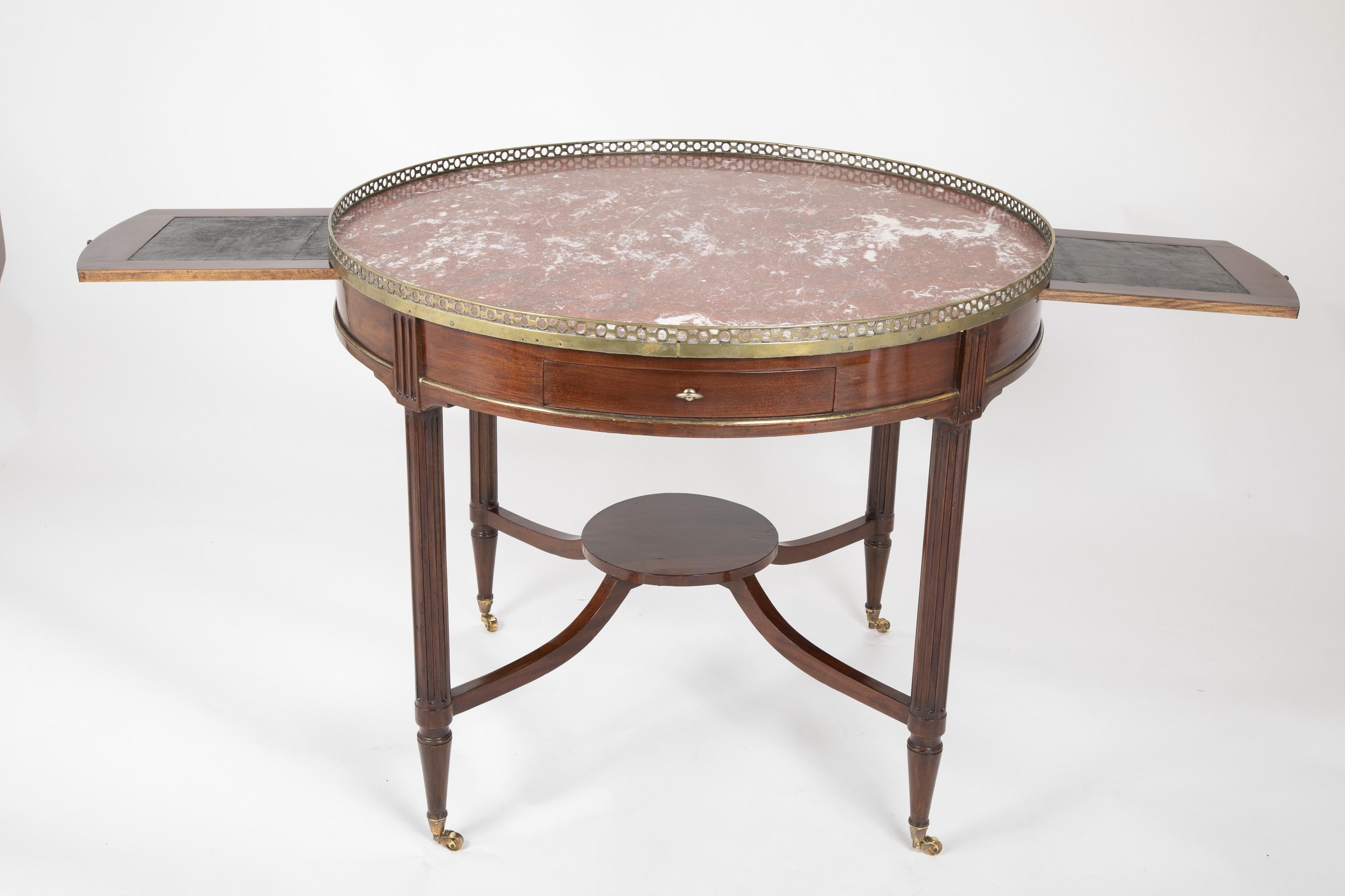 French Mahogany Games Table with Marble Top and Brass Gallery 7