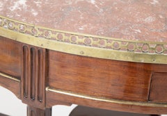French Mahogany Games Table with Marble Top and Brass Gallery