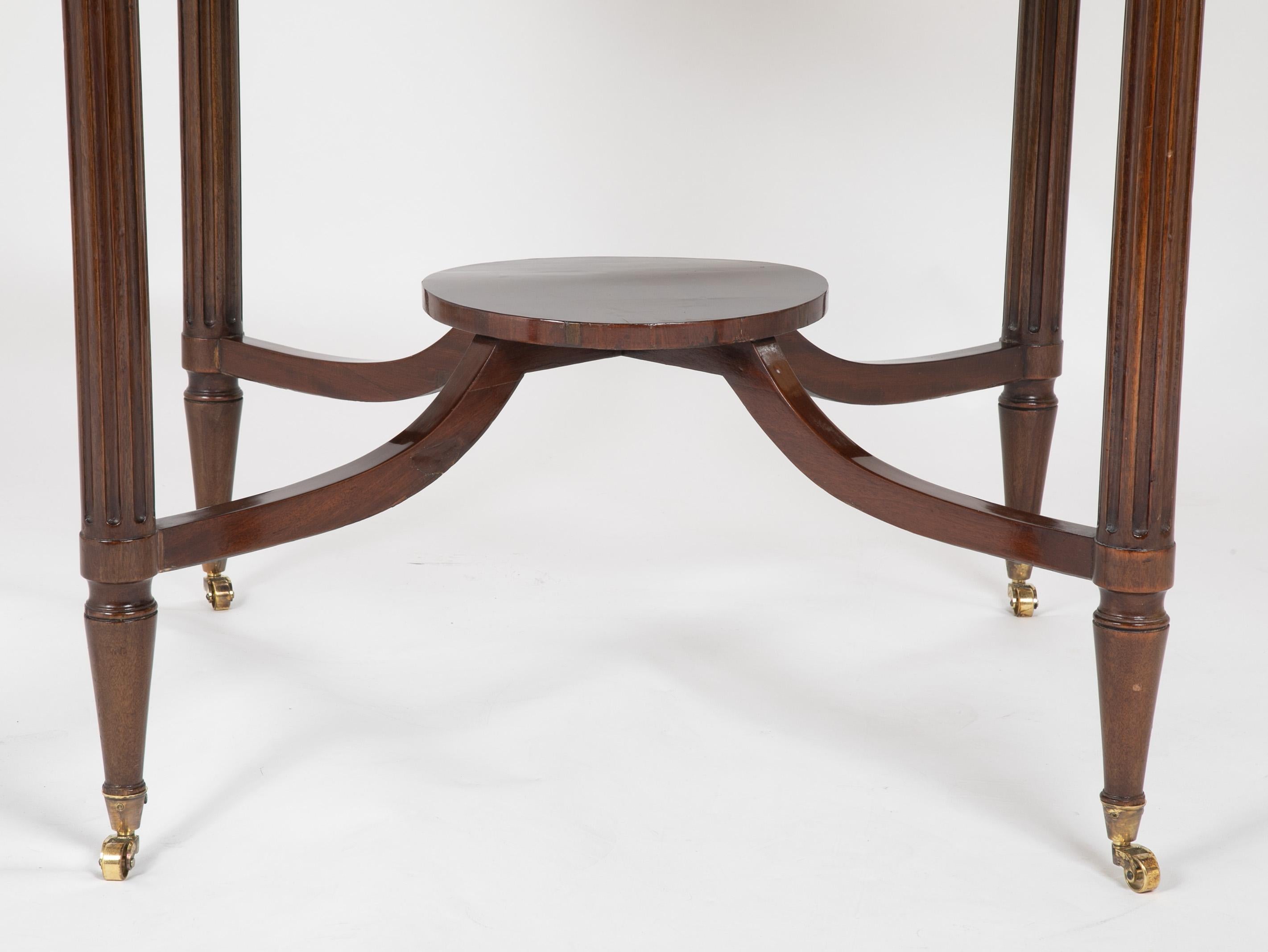 Louis Philippe French Mahogany Games Table with Marble Top and Brass Gallery