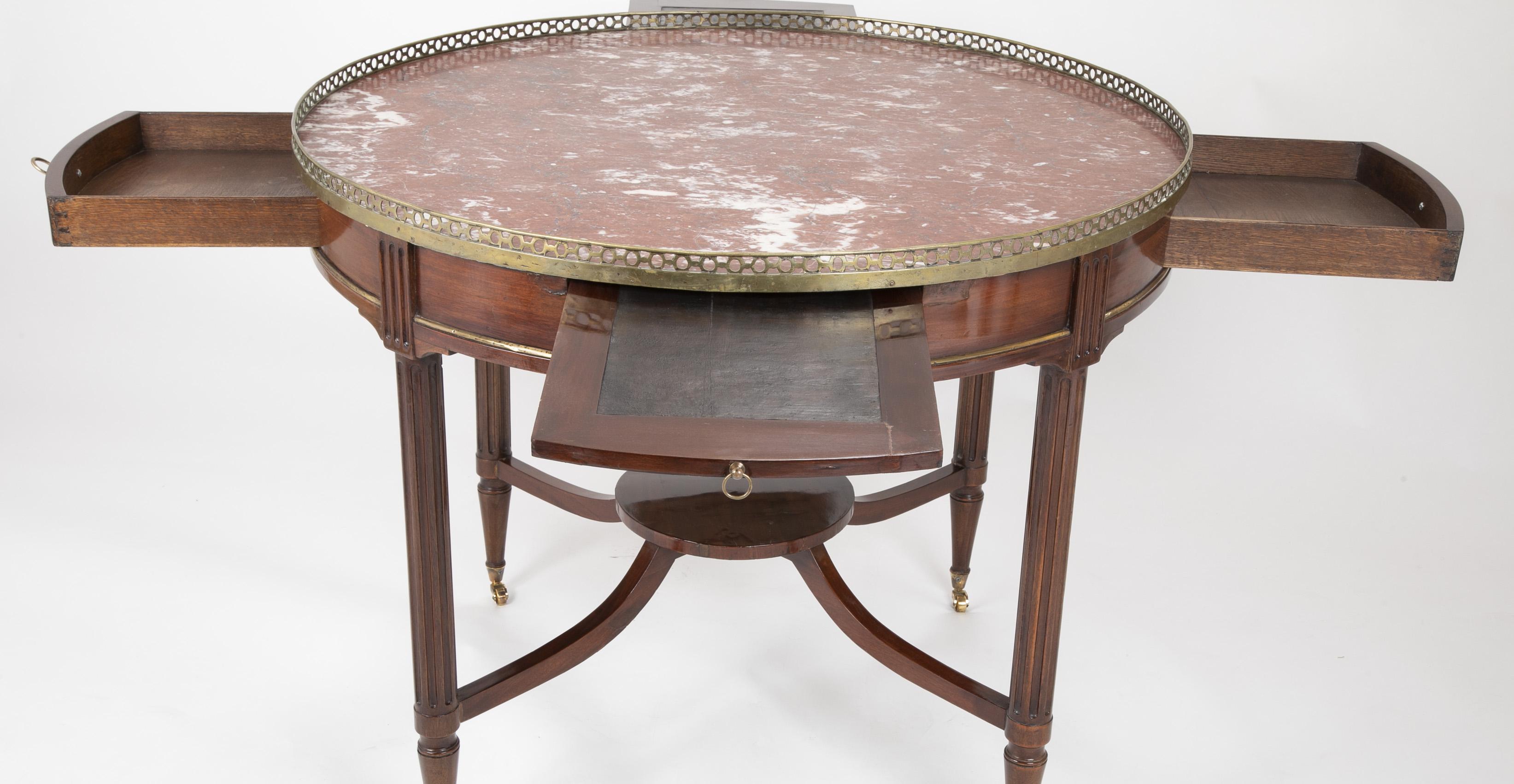 French Mahogany Games Table with Marble Top and Brass Gallery 2