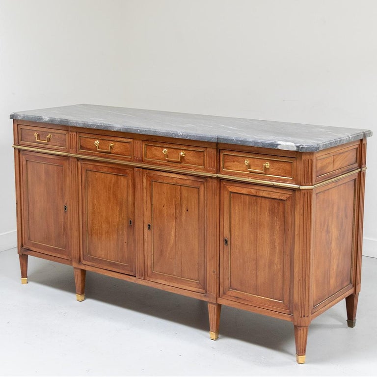 French Mahogany MarbleTop Buffet For Sale at 1stDibs
