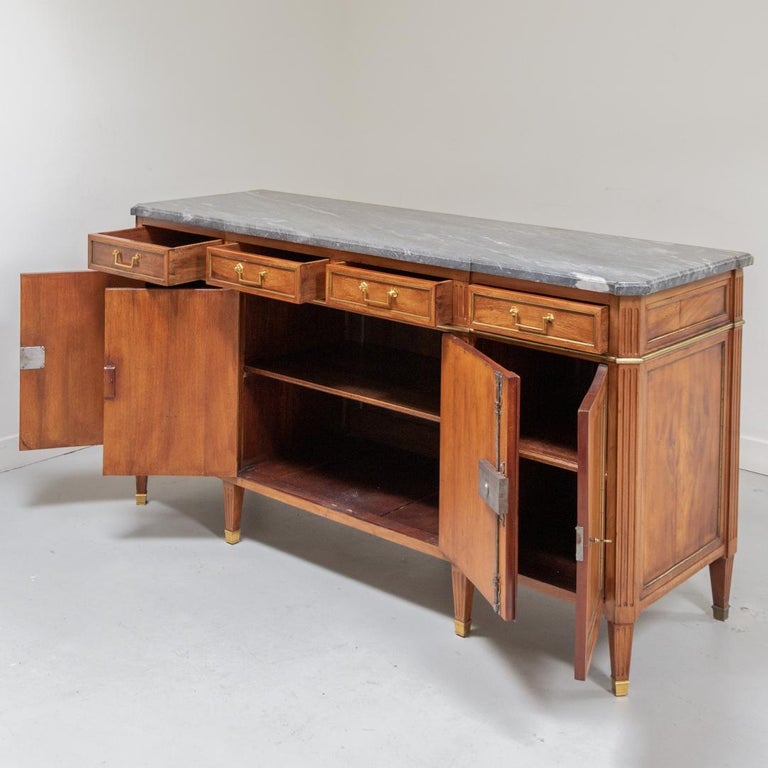 French Mahogany MarbleTop Buffet For Sale at 1stDibs
