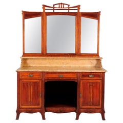 Antique French Mahogany Marble Top Buffet with Mirror Maison Koenig, Liège, 1895