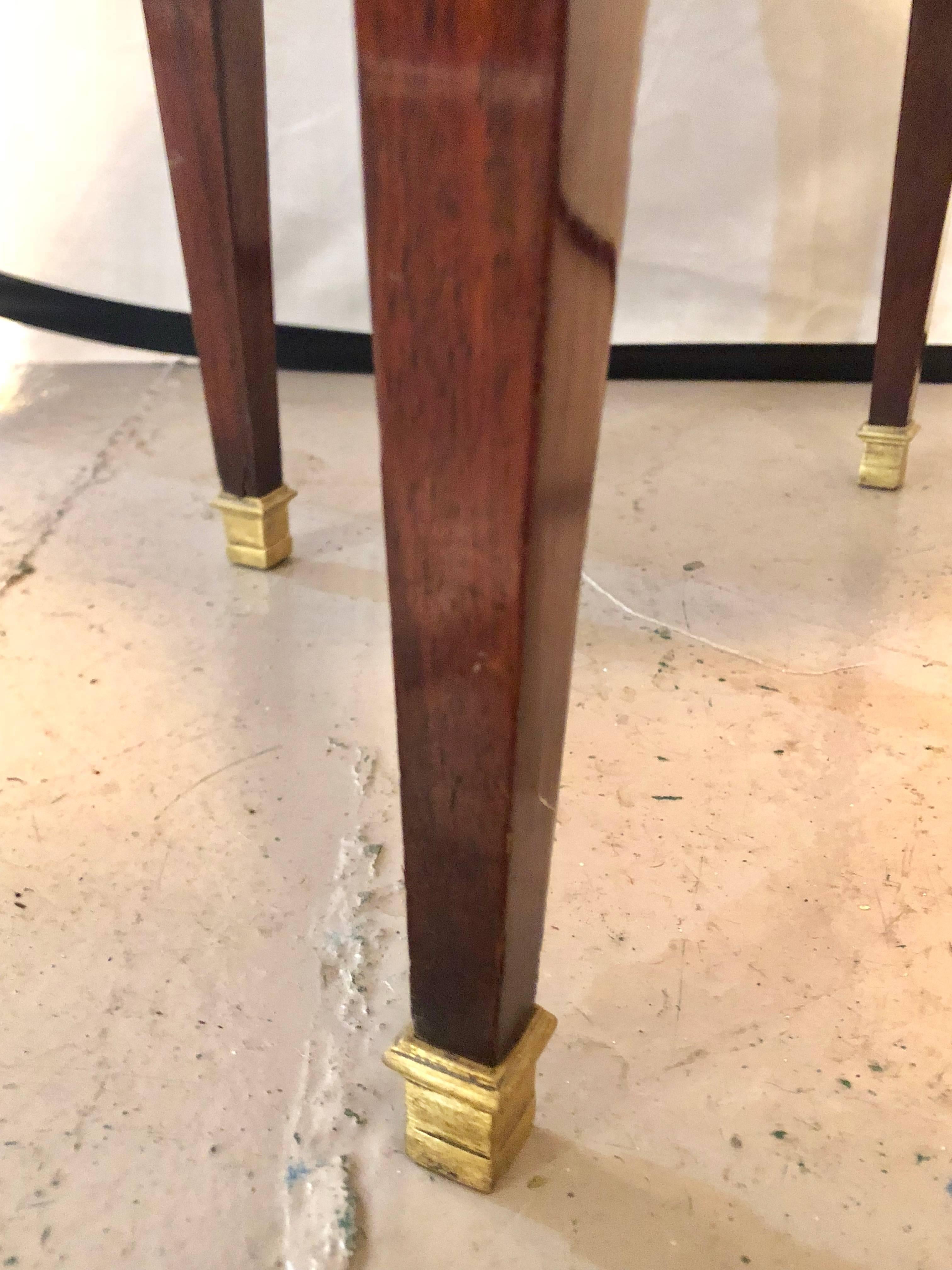 French Mahogany Marble-Top Dumbwaiter / Two-Tier Side Table with Brass Gallery In Good Condition In Stamford, CT