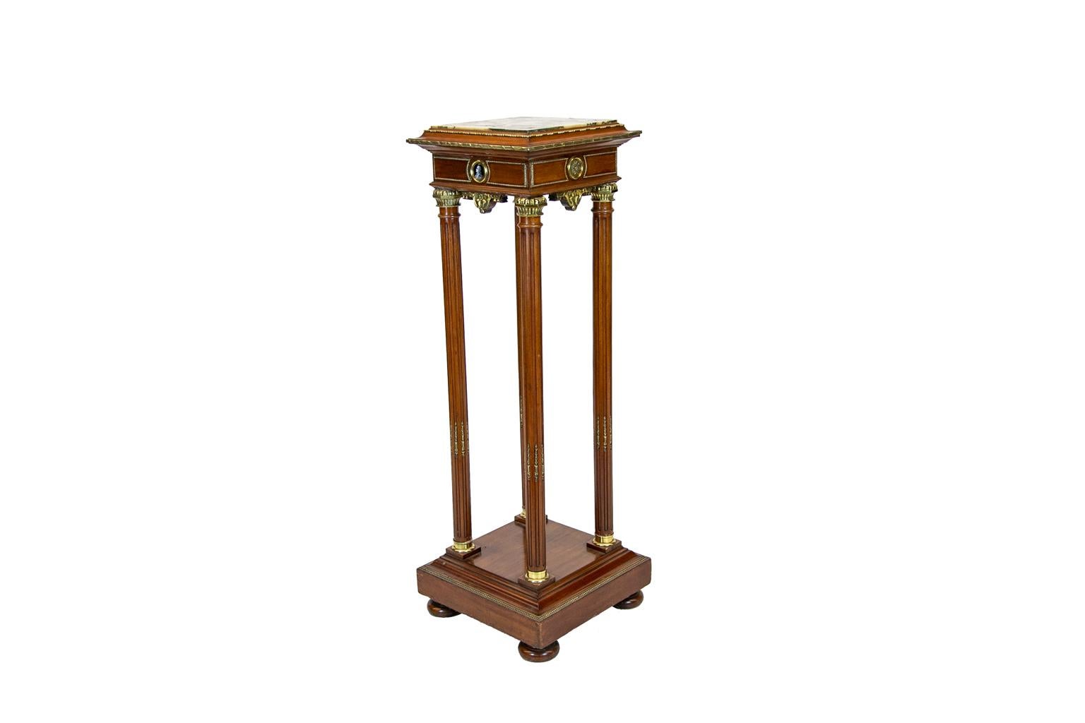  French Mahogany Marble Top Pedestal  For Sale 4