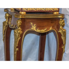French Mahogany Marble-Top Pedestal with Ormolu Mounts