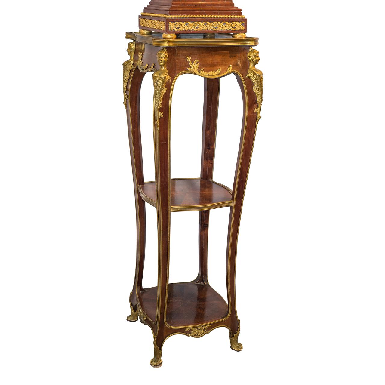 French Mahogany Marble-Top Pedestal with Ormolu Mounts In Good Condition For Sale In New York, NY