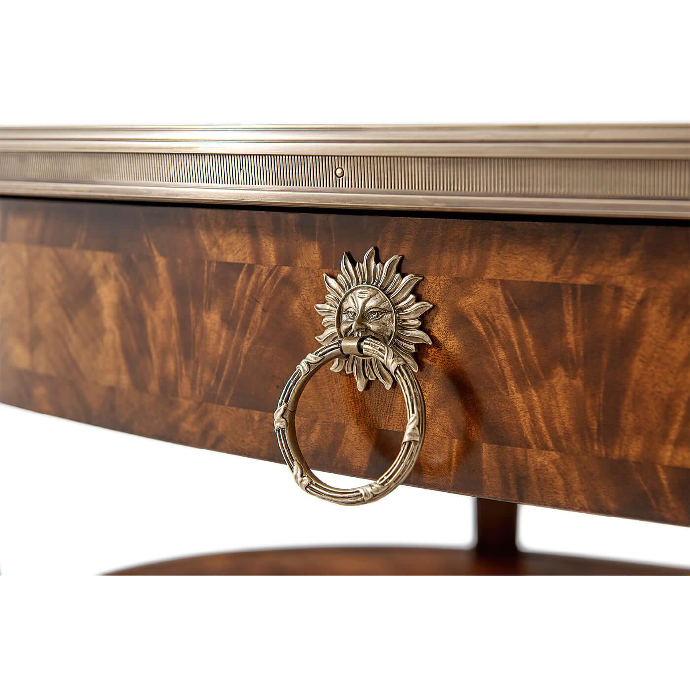 Neoclassical French Mahogany Oval Cocktail Table For Sale