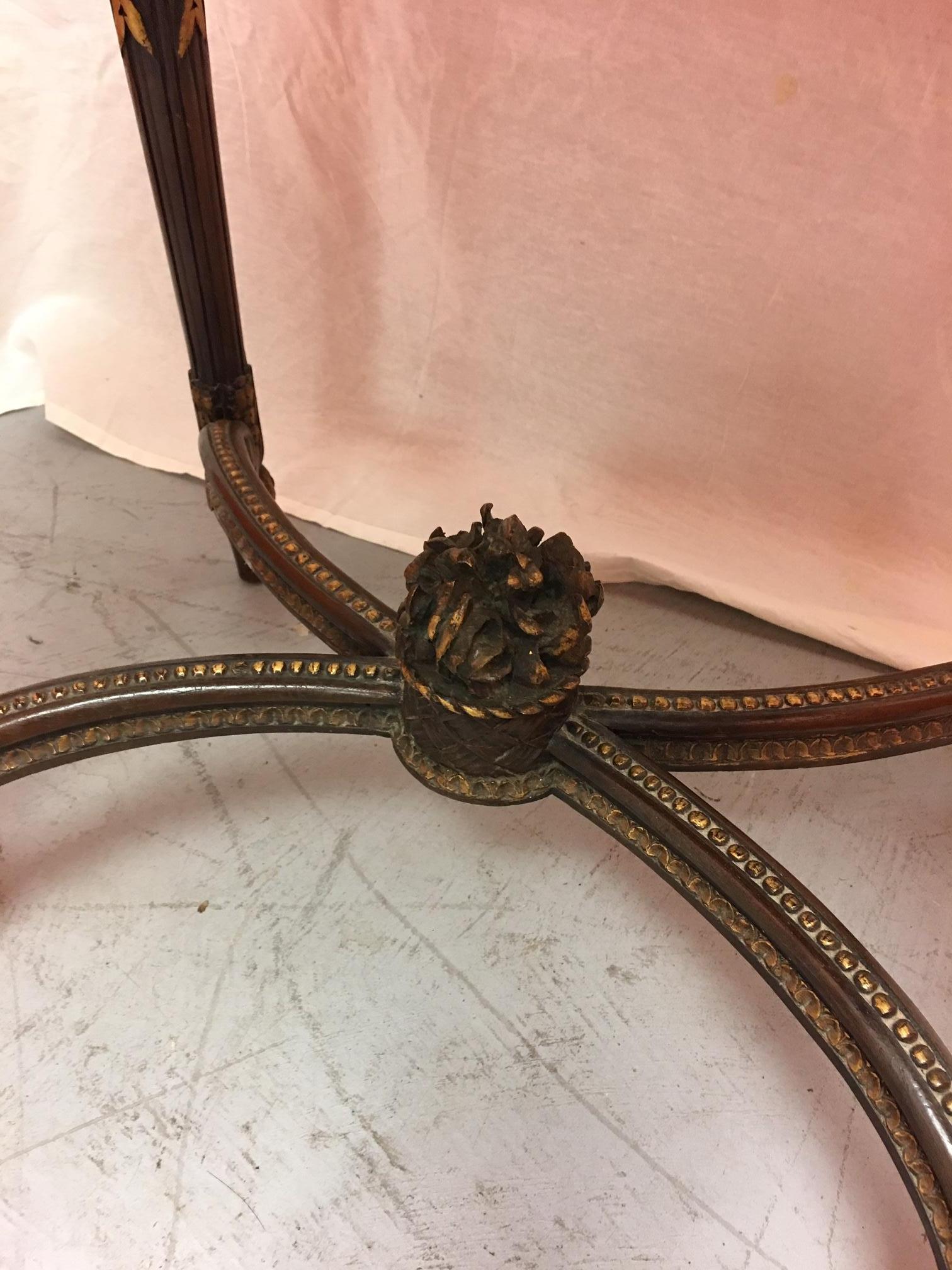 French Mahogany Oval Table with Gold Painted Ormolu, Early 20th Century 2