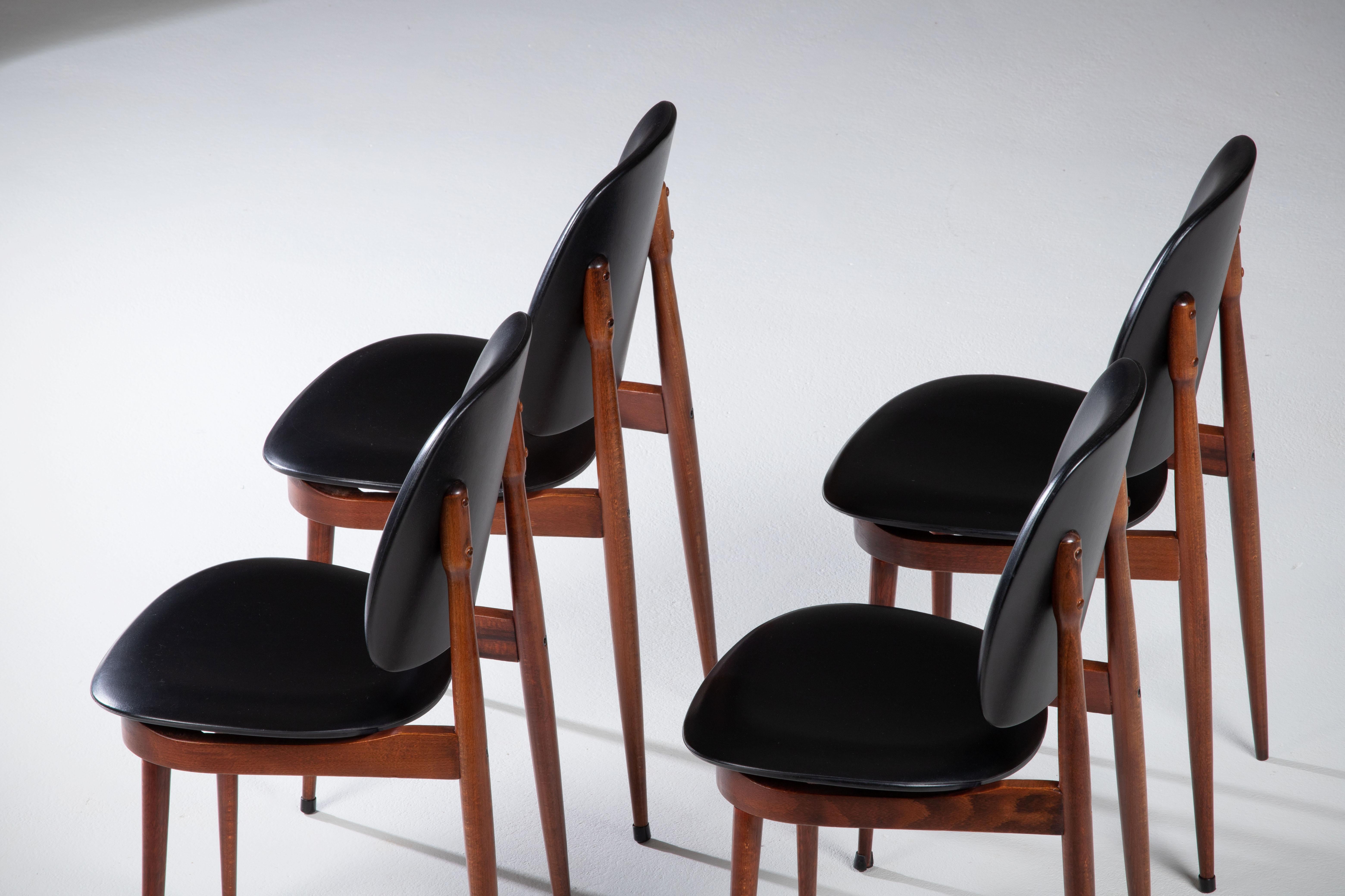 French Mahogany Pegase Chairs by Pierre Guariche for Baumann, 1960s, Set of 4 For Sale 13