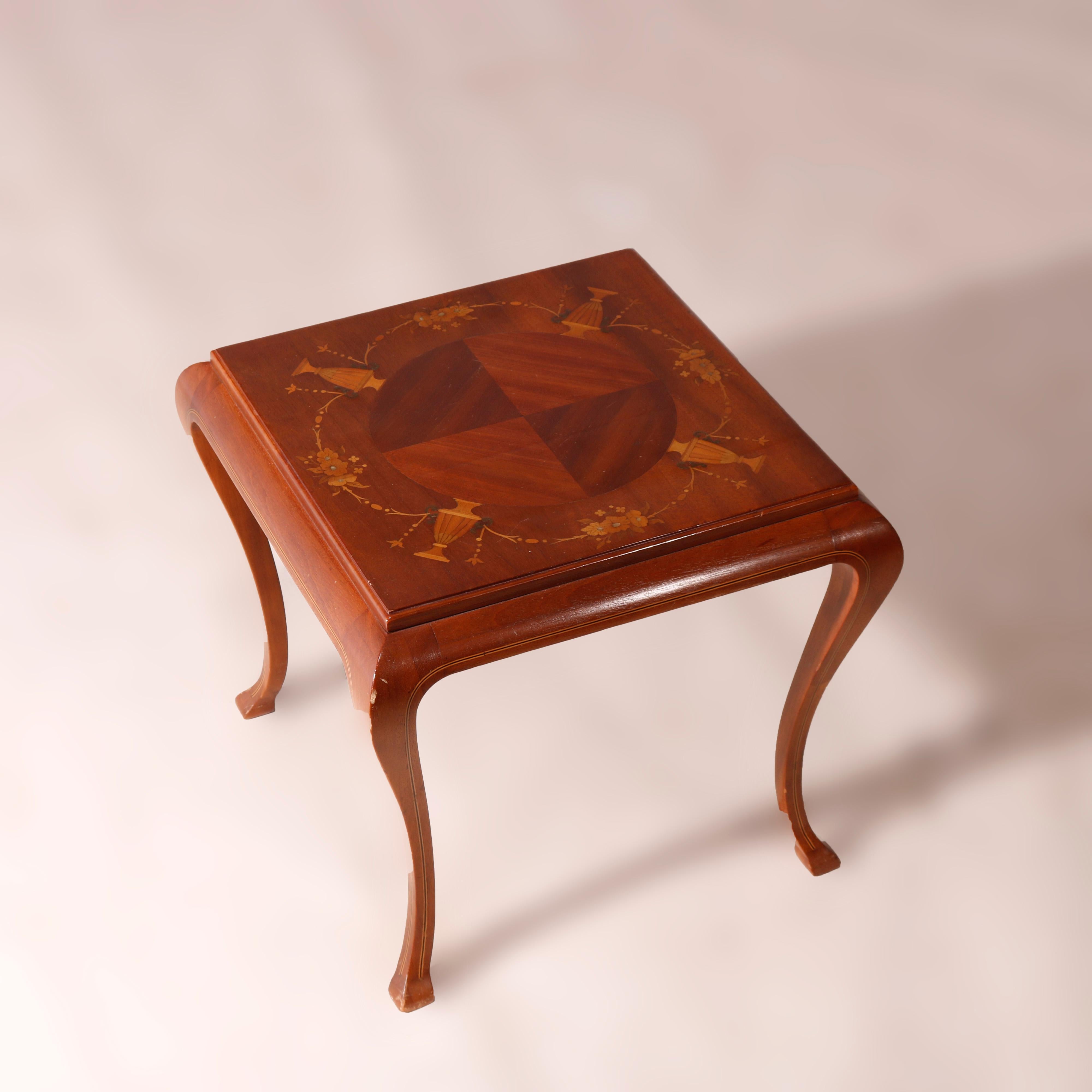 French Mahogany & Satinwood Inlaid Side Table 20th Century In Good Condition In Big Flats, NY