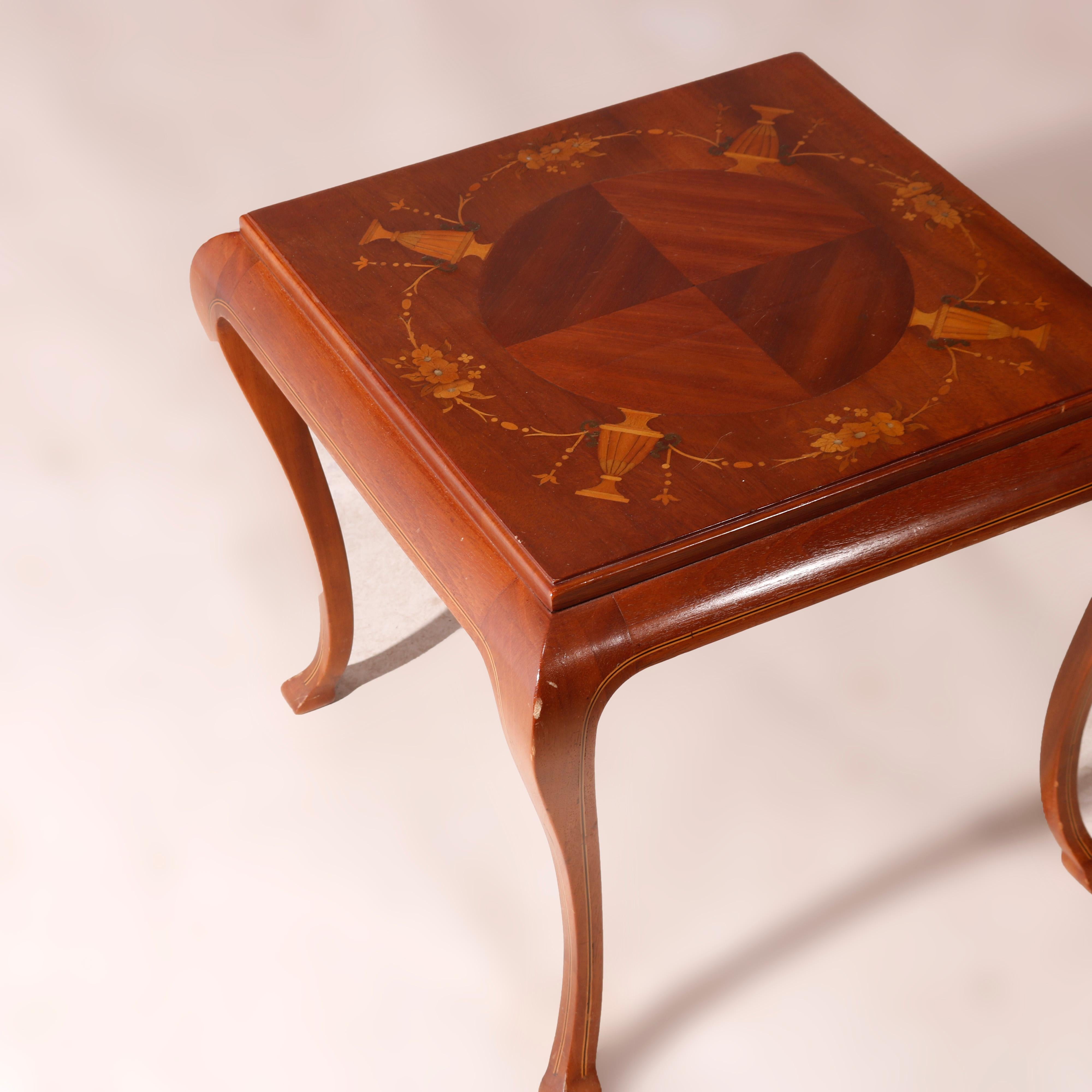 French Mahogany & Satinwood Inlaid Side Table 20th Century 1