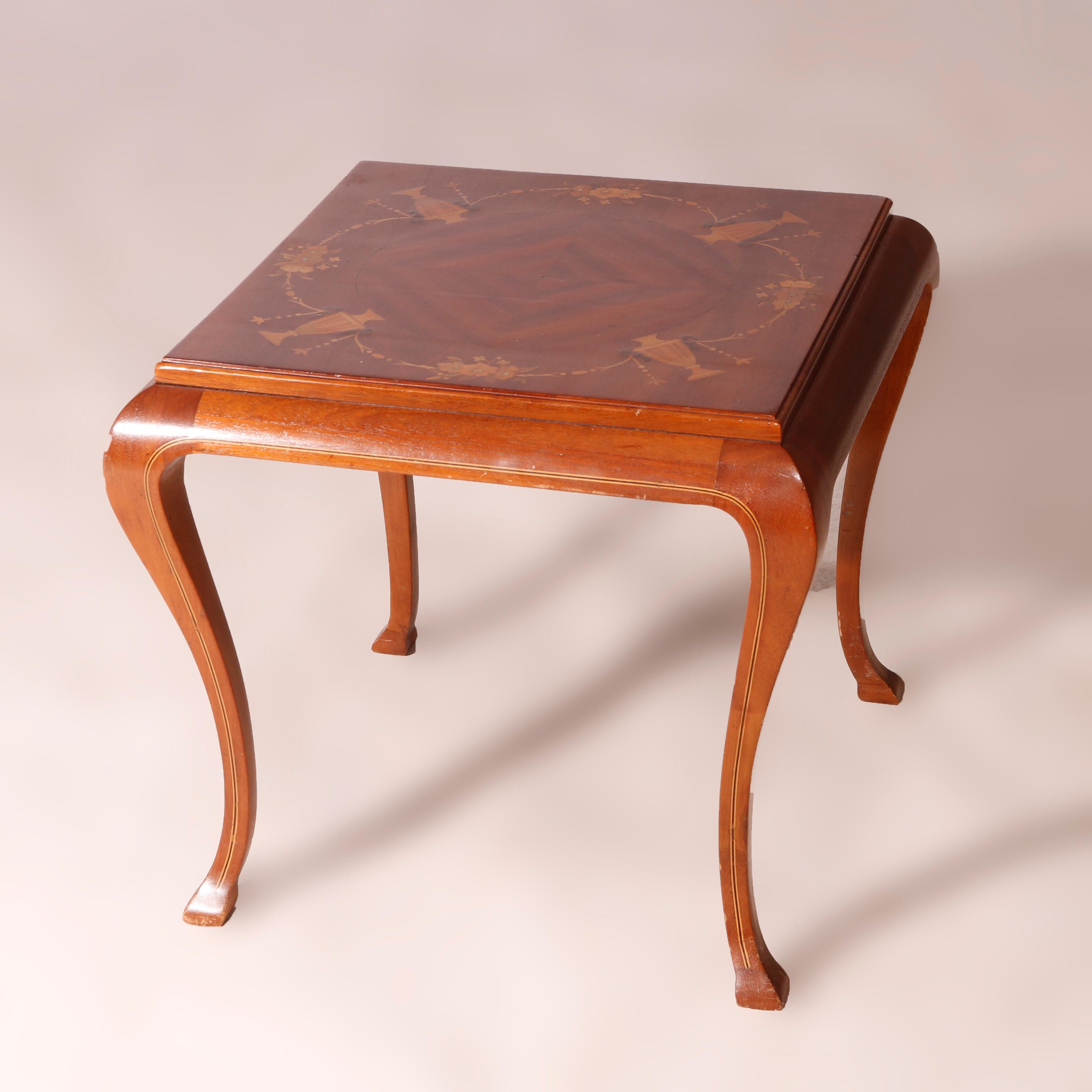 French Mahogany & Satinwood Inlaid Side Table 20th Century 3