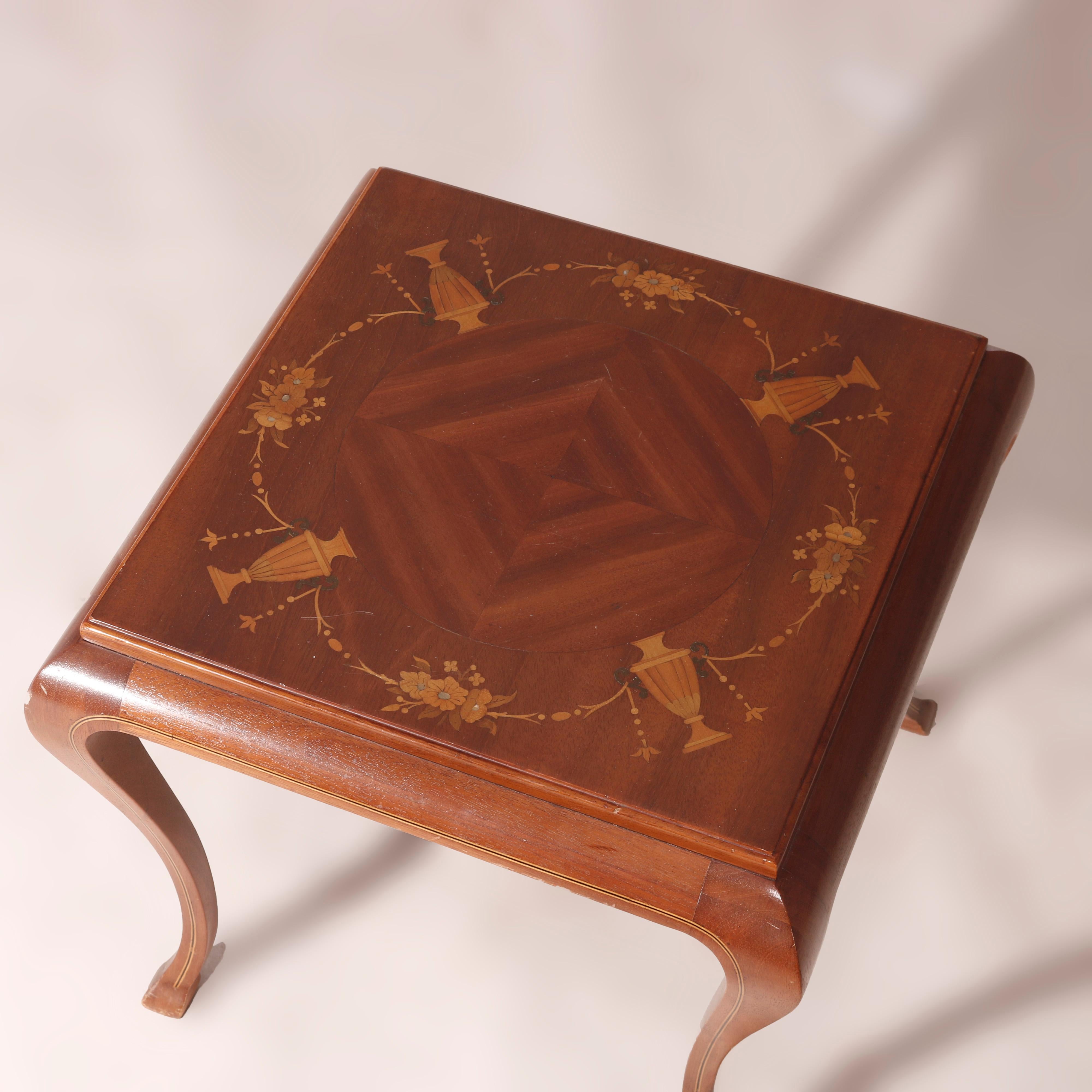 French Mahogany & Satinwood Inlaid Side Table 20th Century 4