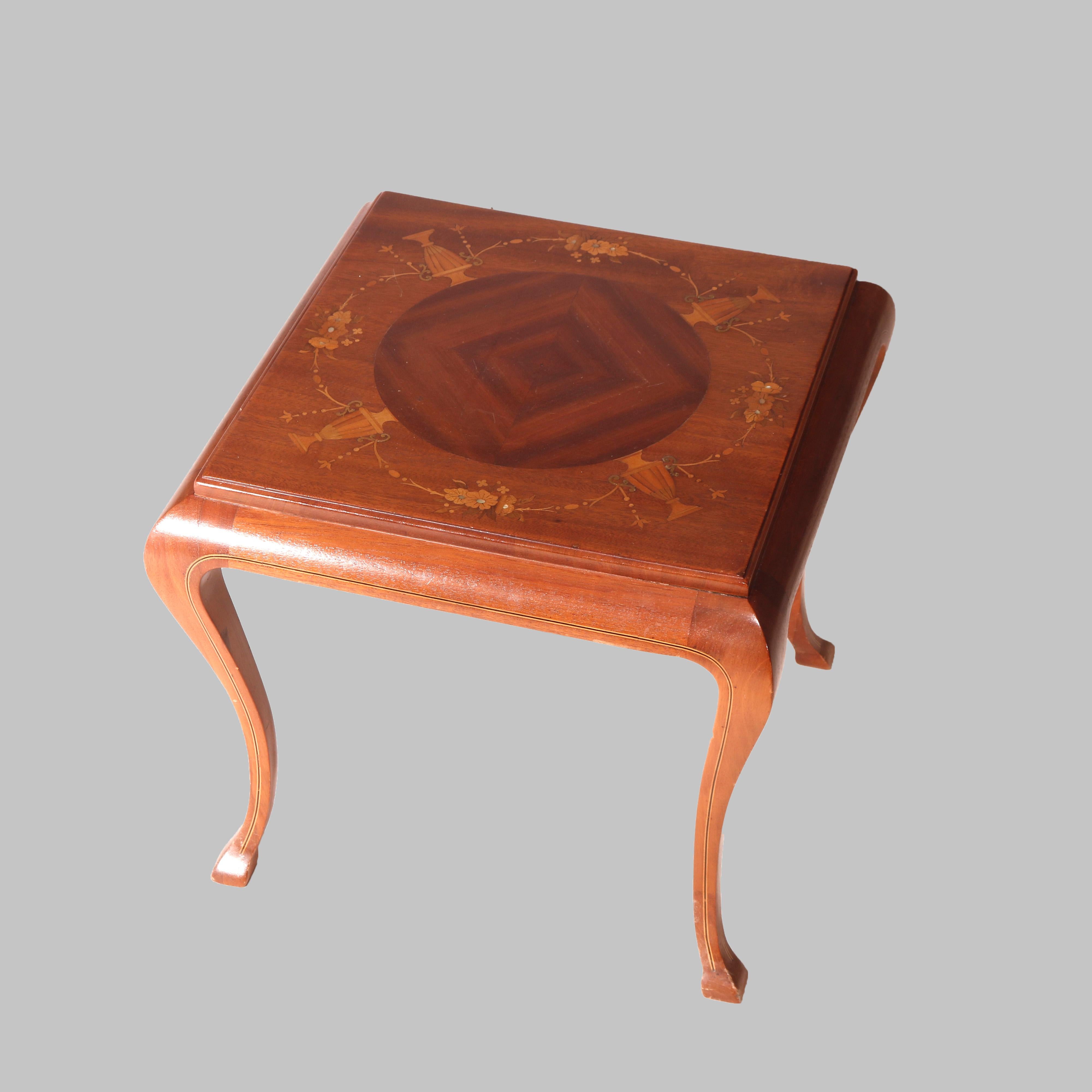 French Mahogany & Satinwood Inlaid Side Table 20th Century 5