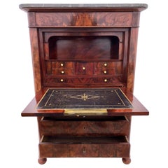 French Mahogany Secrétaire À Abattant with its Marble Top, Early 1800s