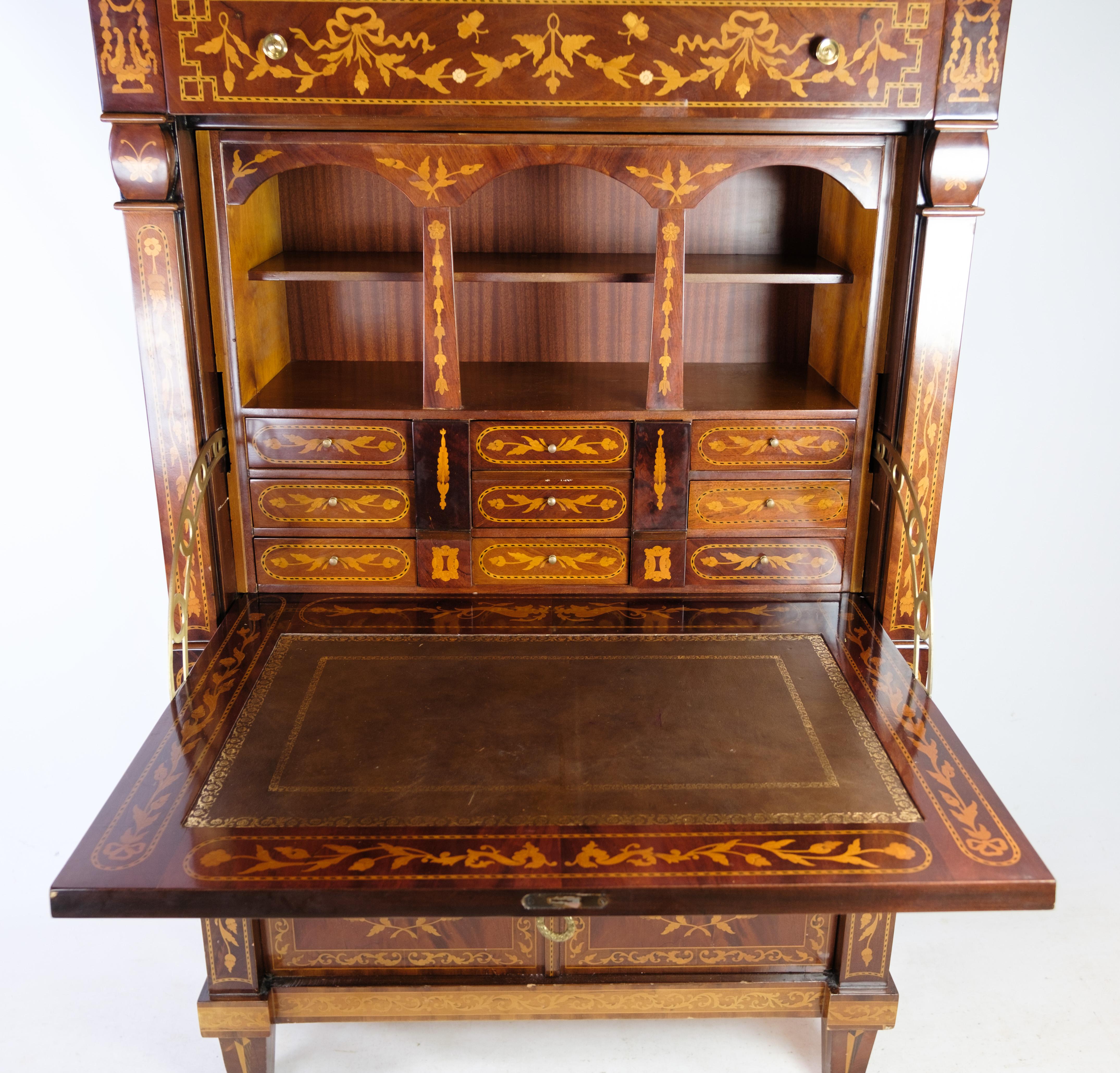 French Mahogany Secretary Matching Marble Top From The 1890  For Sale 3