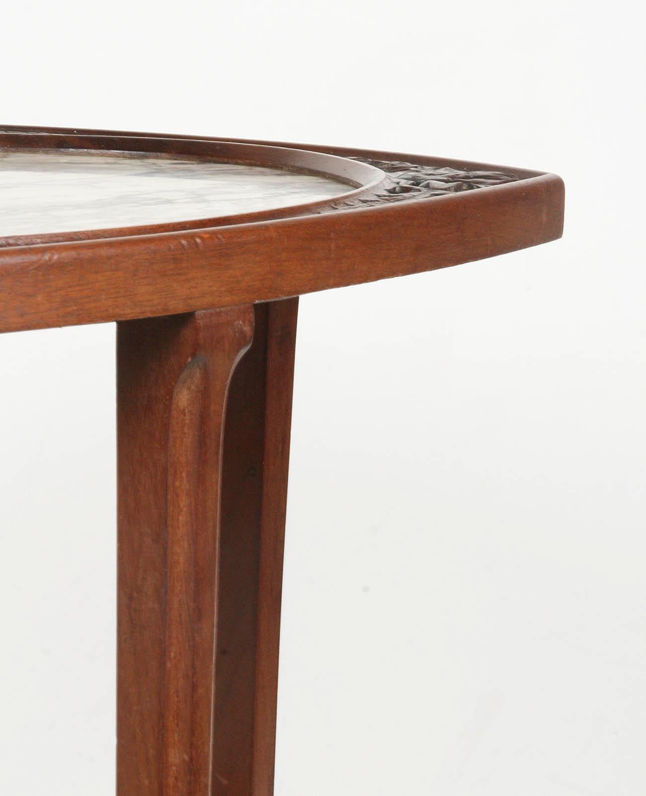 Table d'appoint Art Nouveau en acajou français avec plateau en marbre violet de Brescia en vente 5