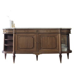 Vintage French Mahogany Sideboard with Marble Louis XVI Style
