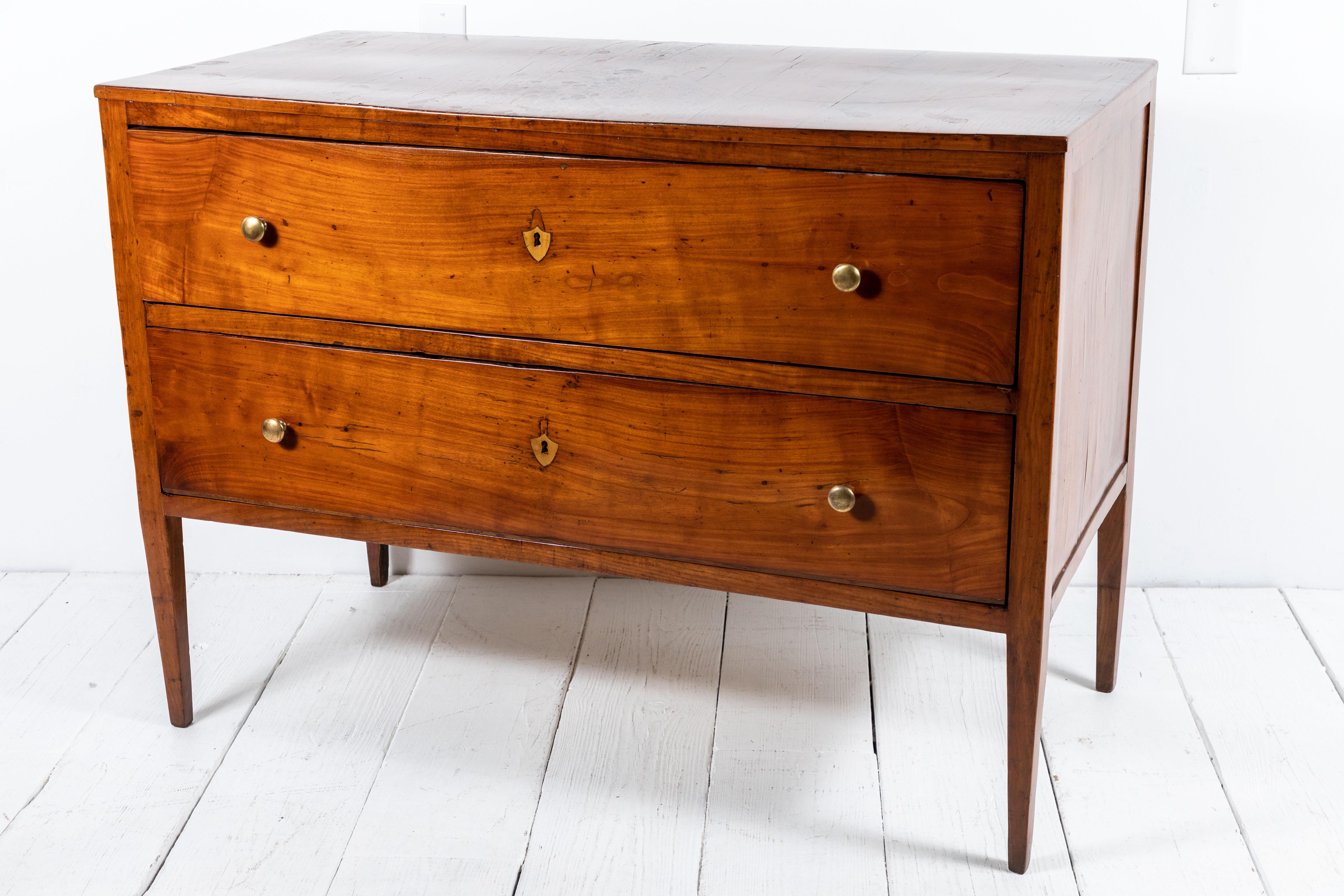French Mahogany Two-Drawer Commode with Brass Details In Good Condition In Los Angeles, CA