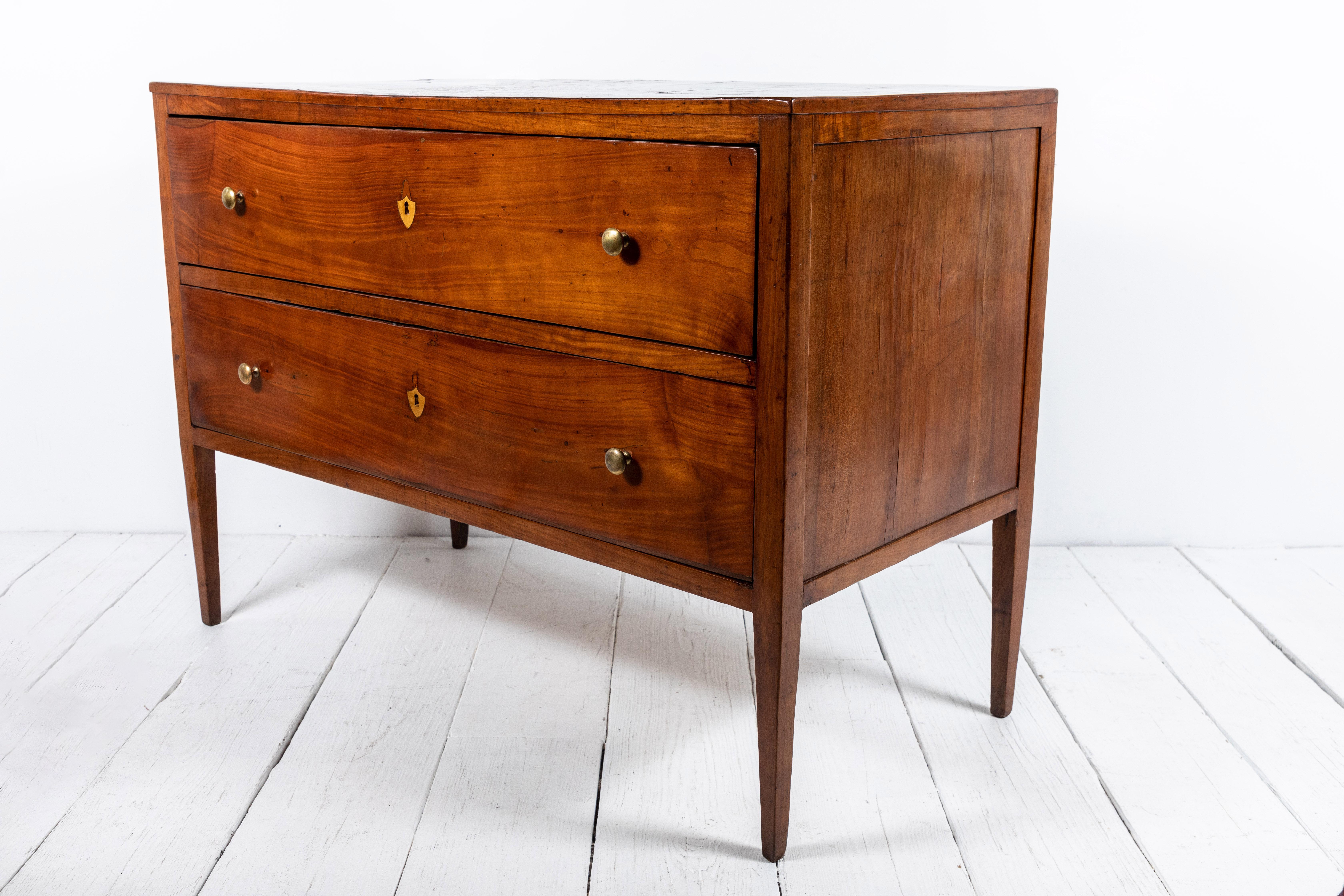 19th Century French Mahogany Two-Drawer Commode with Brass Details