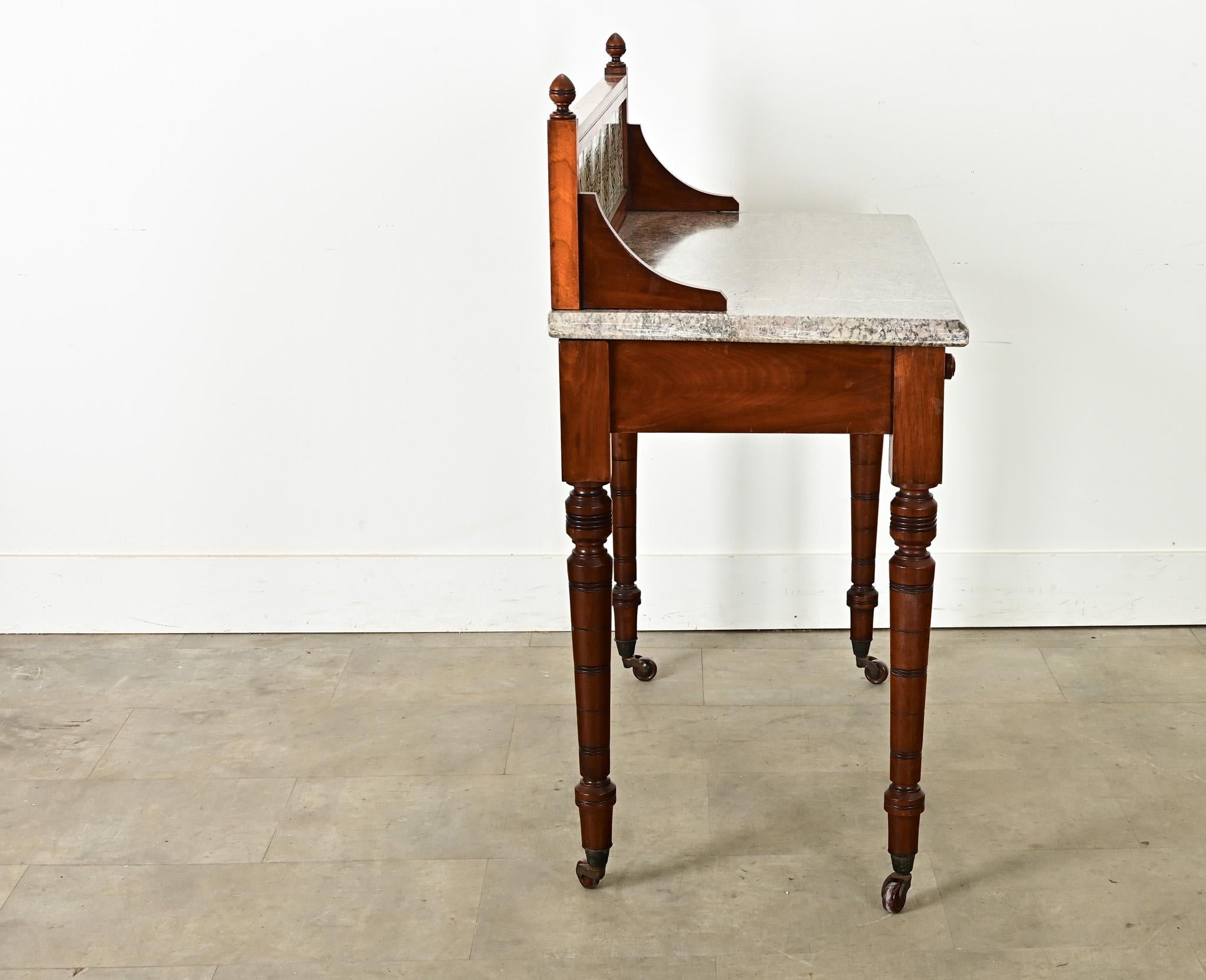 French Mahogany Wash Stand on Casters In Good Condition In Baton Rouge, LA