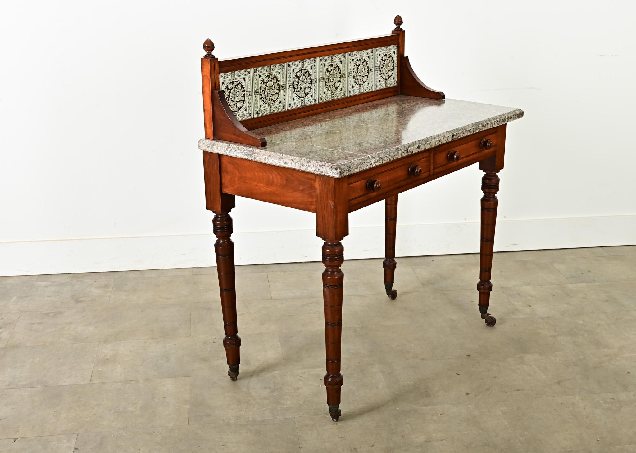20th Century French Mahogany Wash Stand on Casters