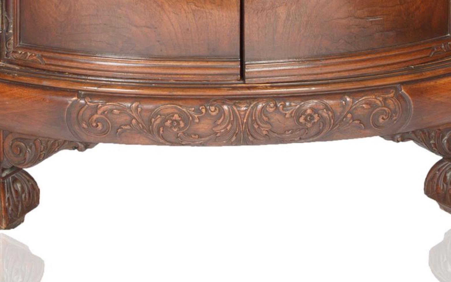 French Mahogany Wood Demilune Shape Marble Inserted Top Sideboard / Server For Sale 4