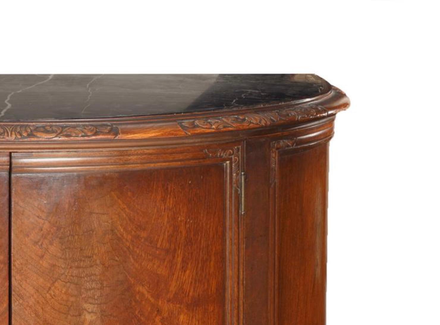 French Mahogany Wood Demilune Shape Marble Inserted Top Sideboard / Server For Sale 3