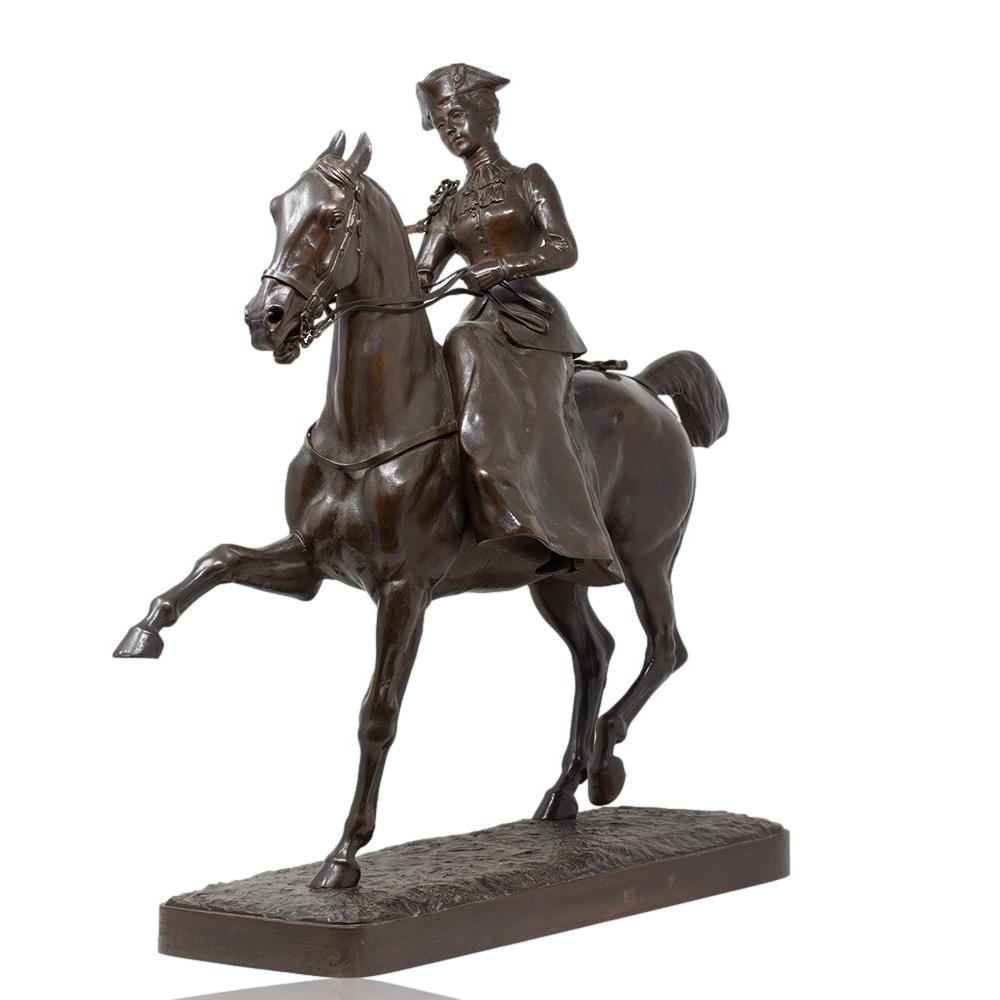 French Maiden Upon Horseback Bronze Henri-Geoffroy de la Planche de Ruillé 4