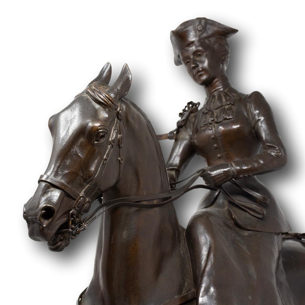 French Maiden Upon Horseback Bronze Henri-Geoffroy de la Planche de Ruillé 5