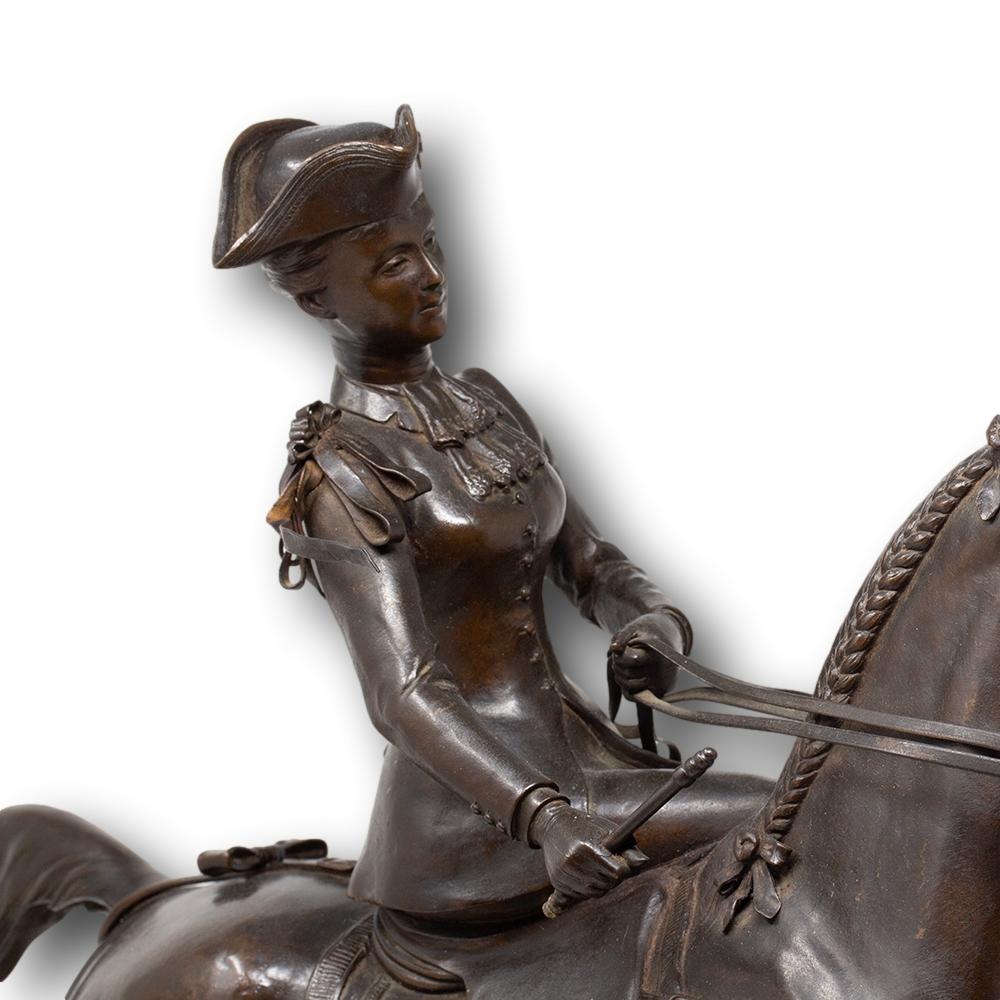 French Maiden Upon Horseback Bronze Henri-Geoffroy de la Planche de Ruillé 7