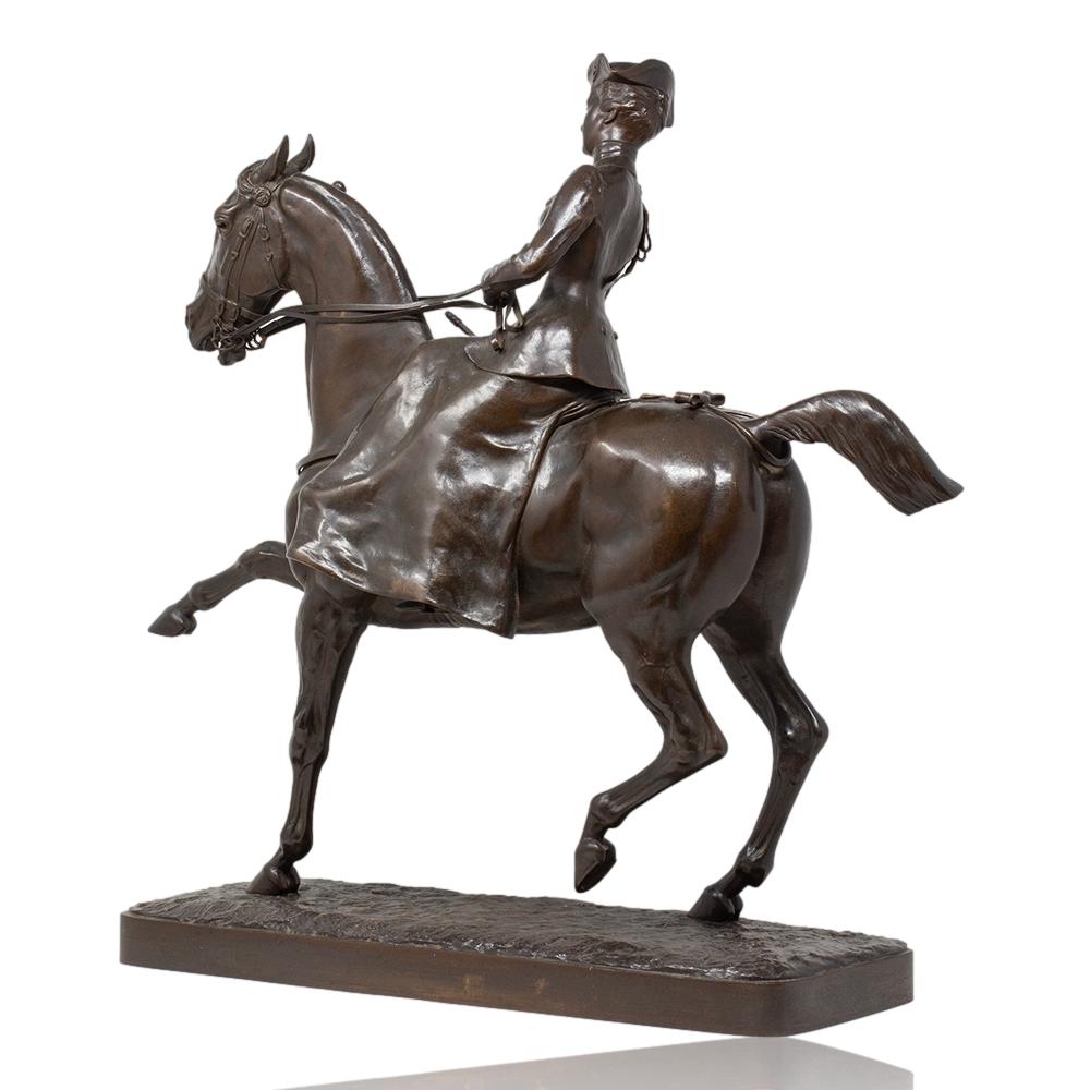 Cast French Maiden Upon Horseback Bronze Henri-Geoffroy de la Planche de Ruillé