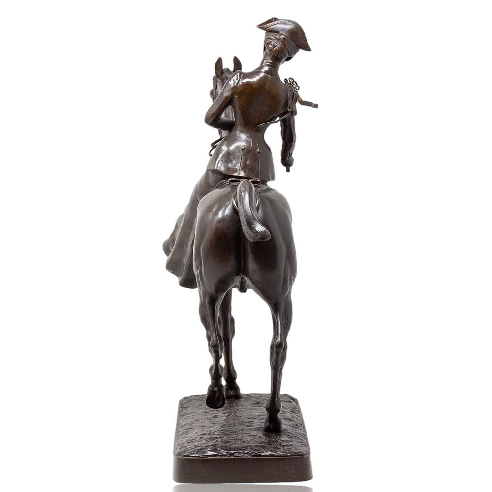 French Maiden Upon Horseback Bronze Henri-Geoffroy de la Planche de Ruillé In Good Condition In Newark, England