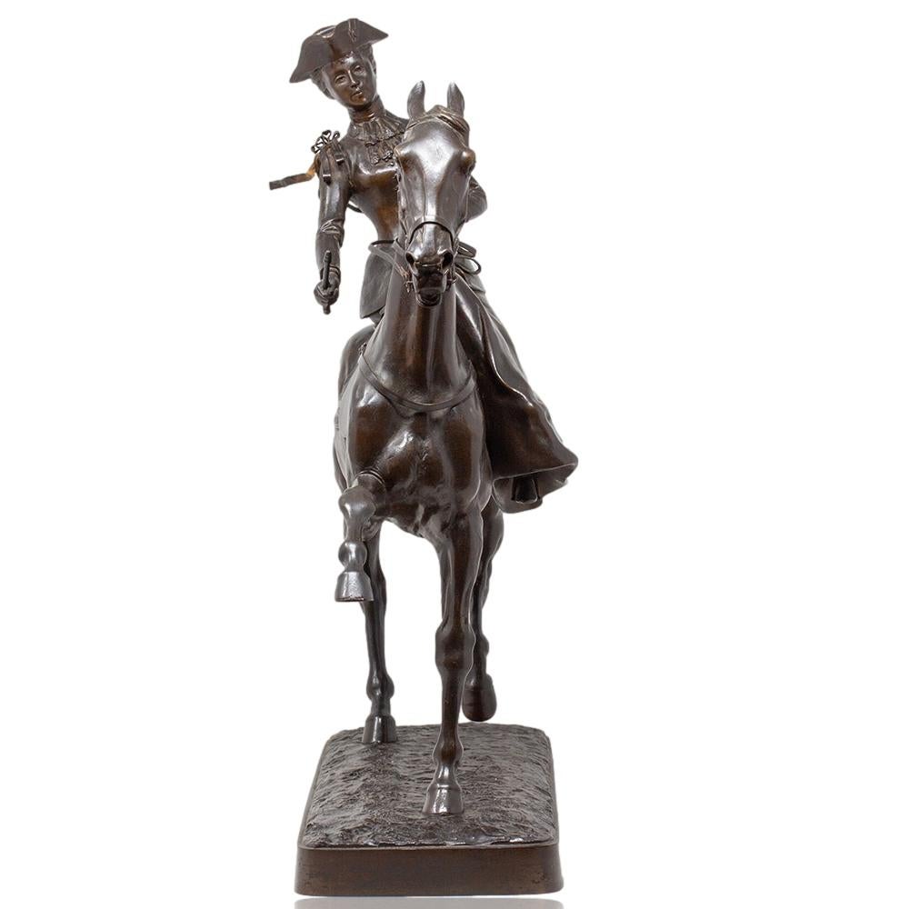 French Maiden Upon Horseback Bronze Henri-Geoffroy de la Planche de Ruillé 3