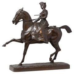 Antique French Maiden Upon Horseback Bronze Henri-Geoffroy de la Planche de Ruillé