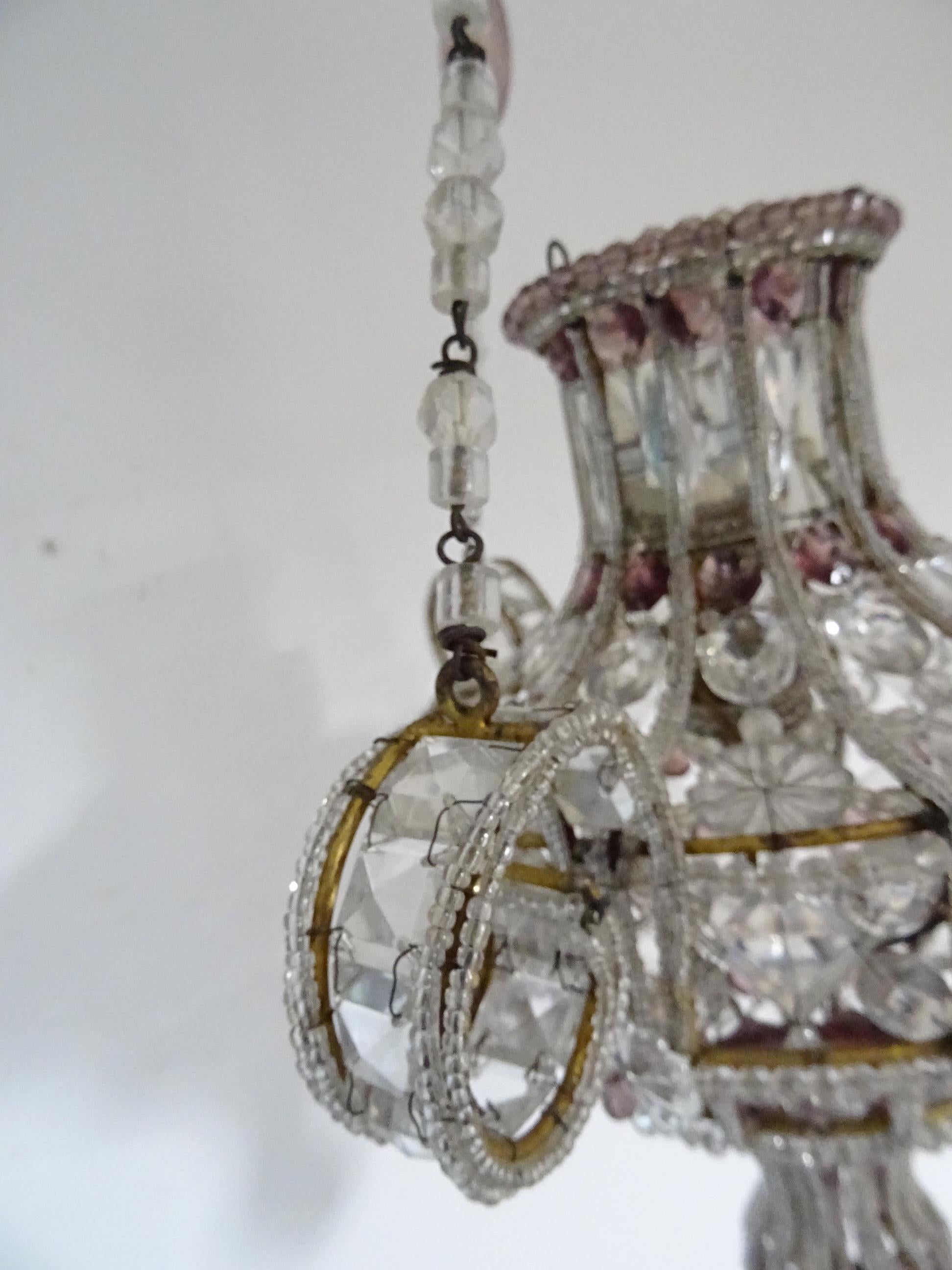 French Maison 1940s Baguès Amethyst and Clear Amazing Beaded Crystal Chandelier For Sale 4