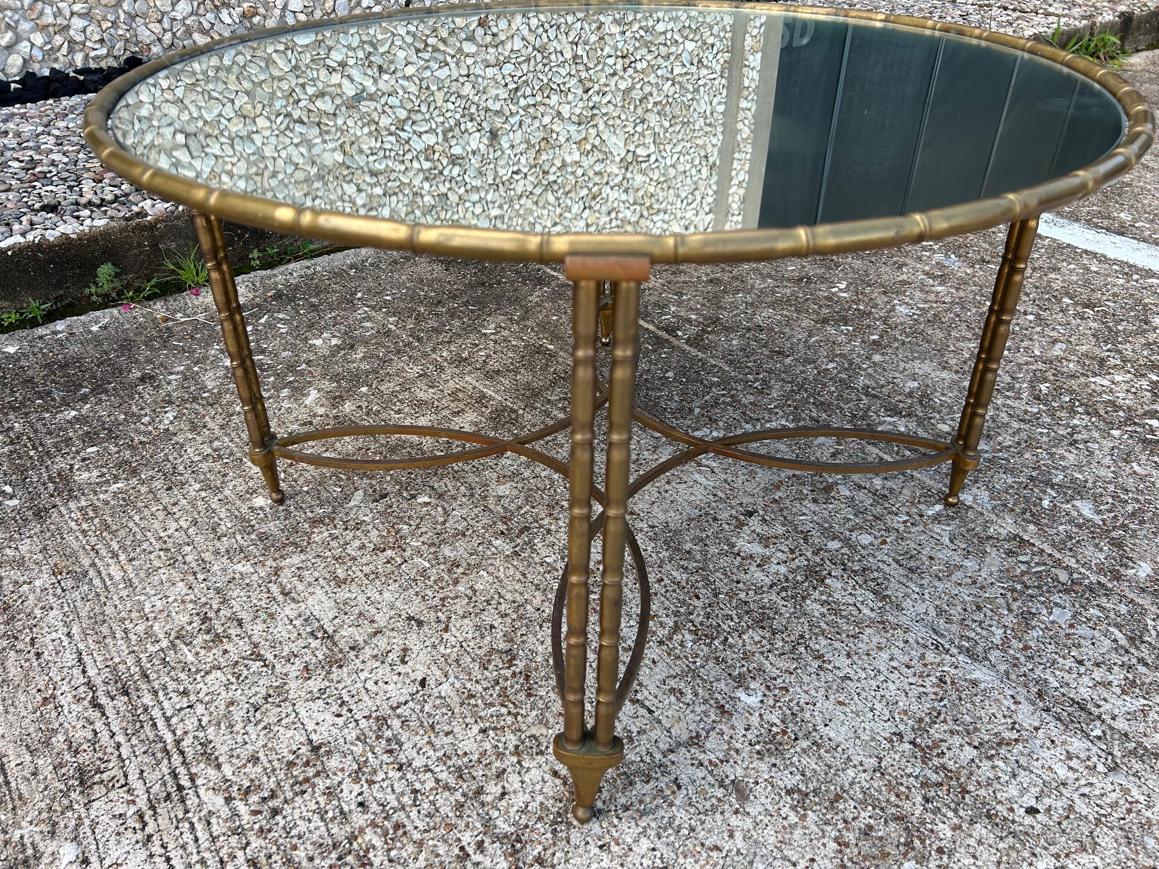 Louis XVI French Maison Baguès Attributed Brass Coffee Table For Sale
