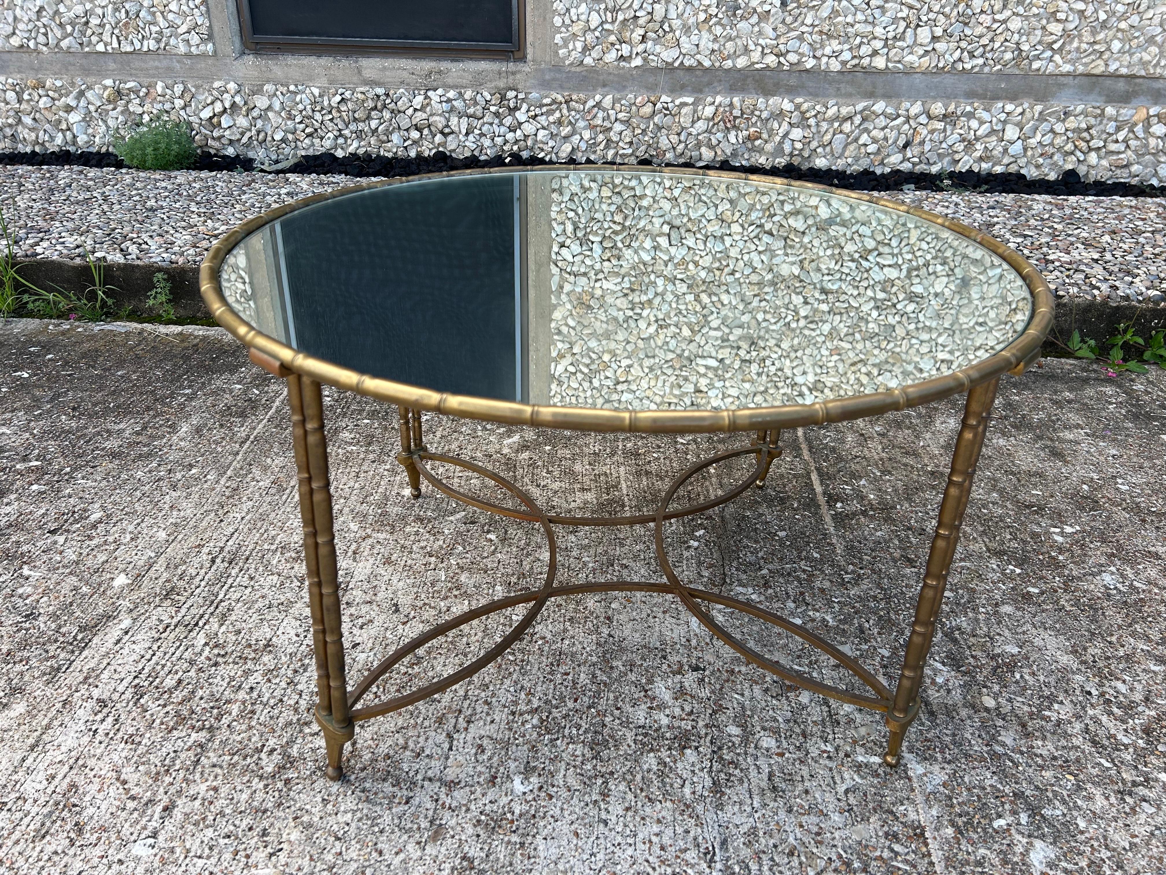 Mid-20th Century French Maison Baguès Attributed Brass Coffee Table For Sale
