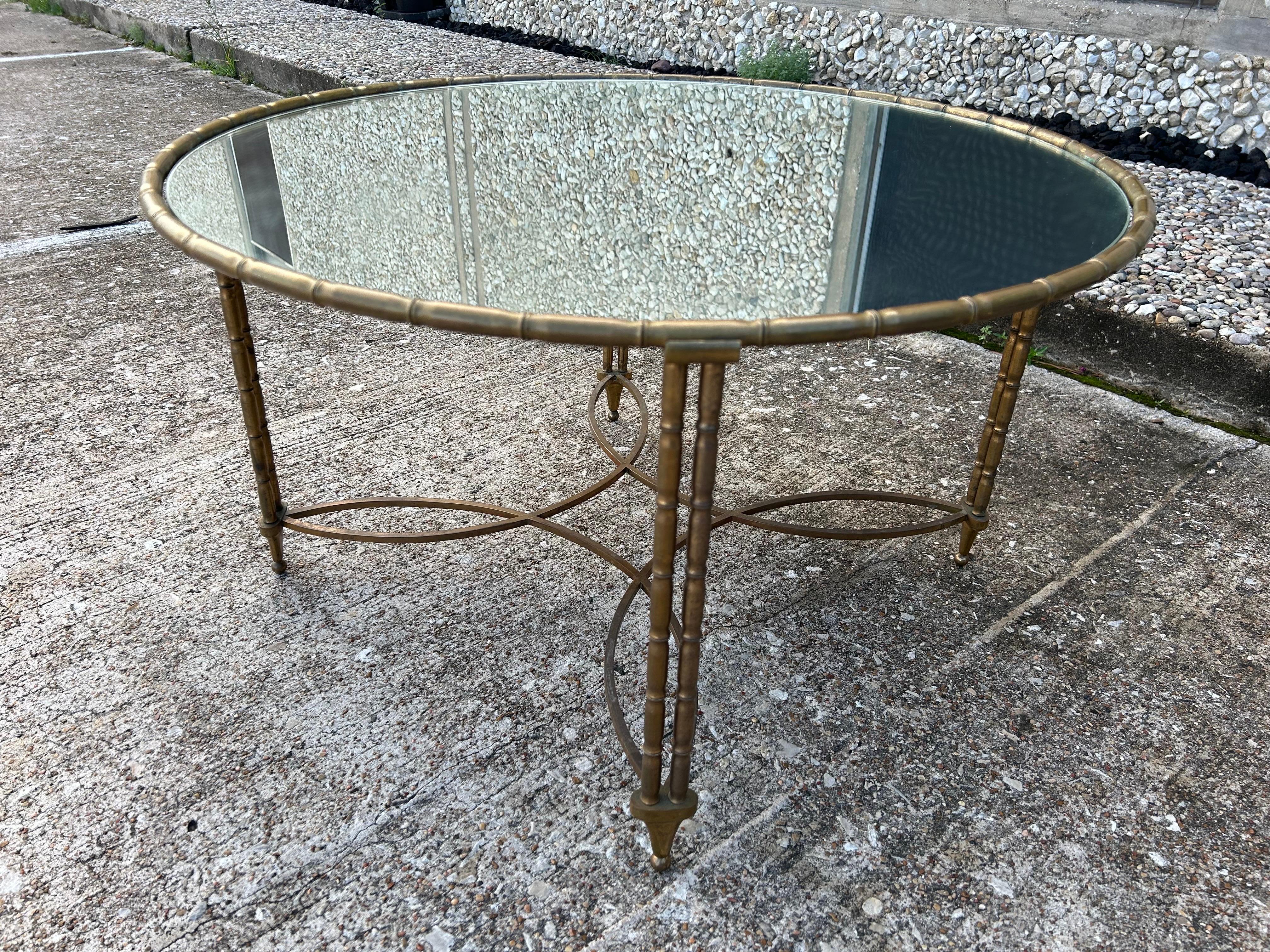 French Maison Baguès Attributed Brass Coffee Table For Sale 2