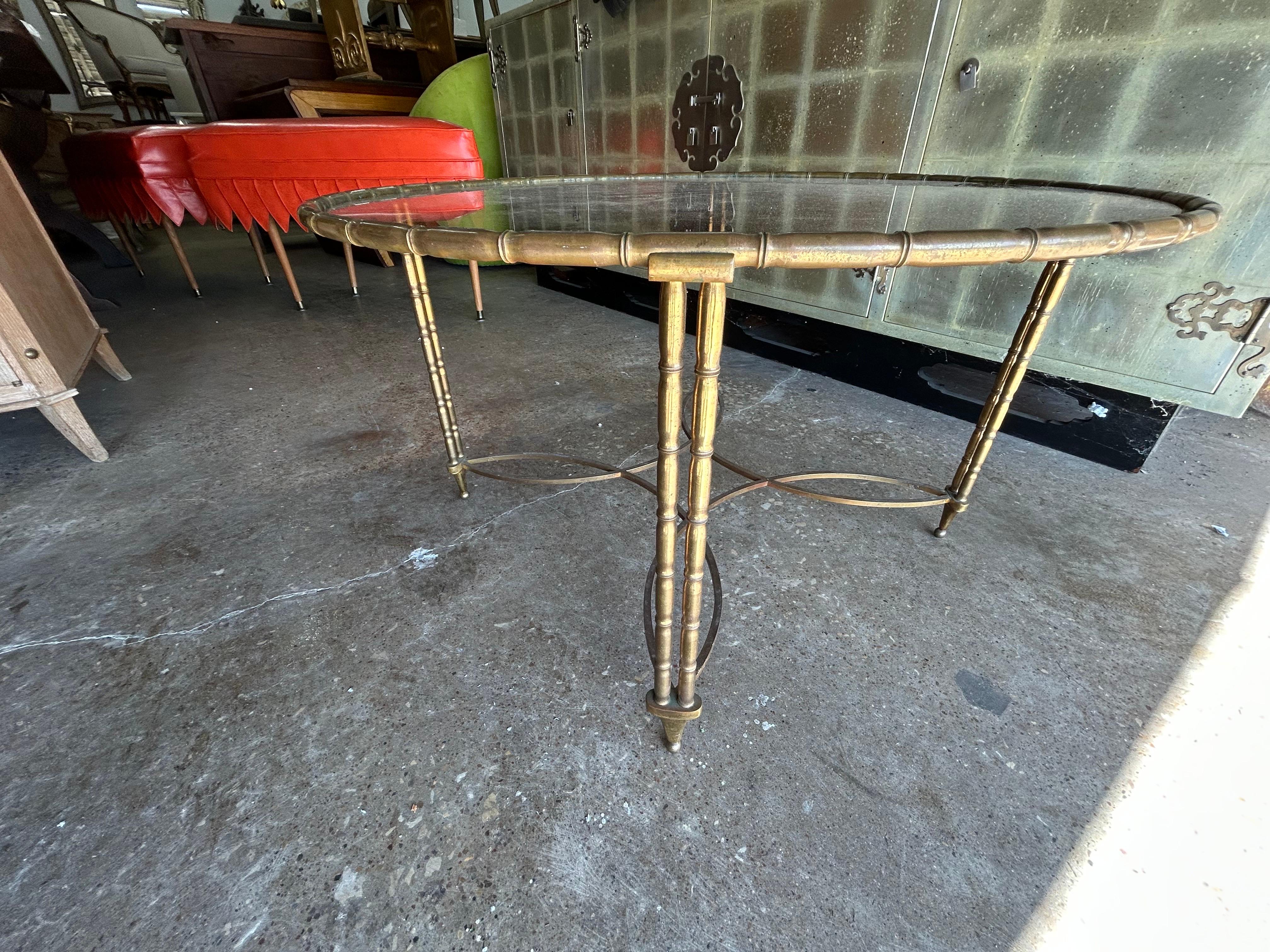 French Maison Baguès Attributed Brass Coffee Table For Sale 4