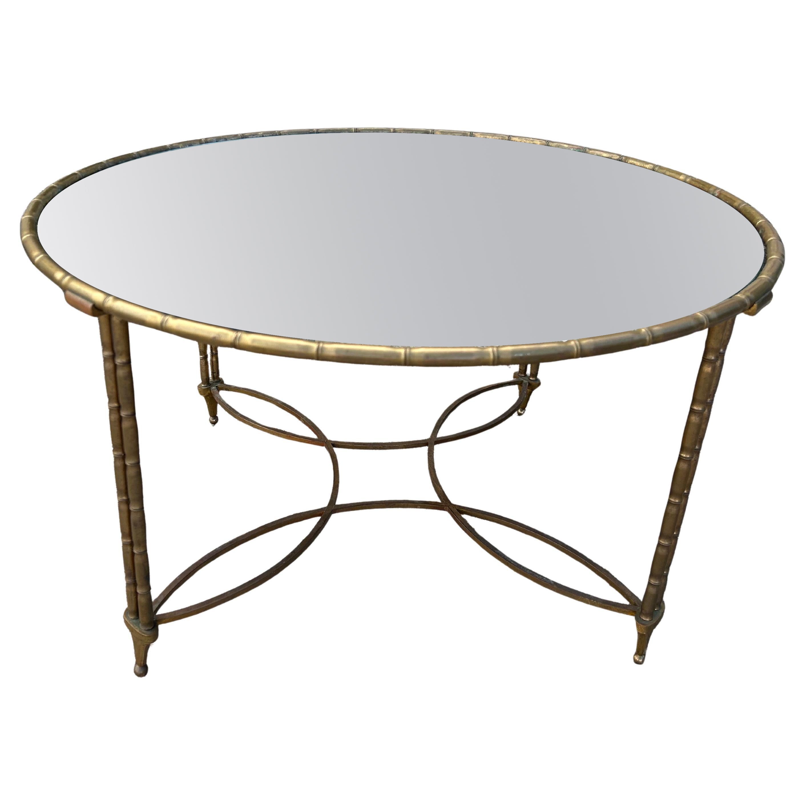 French Maison Baguès Attributed Brass Coffee Table