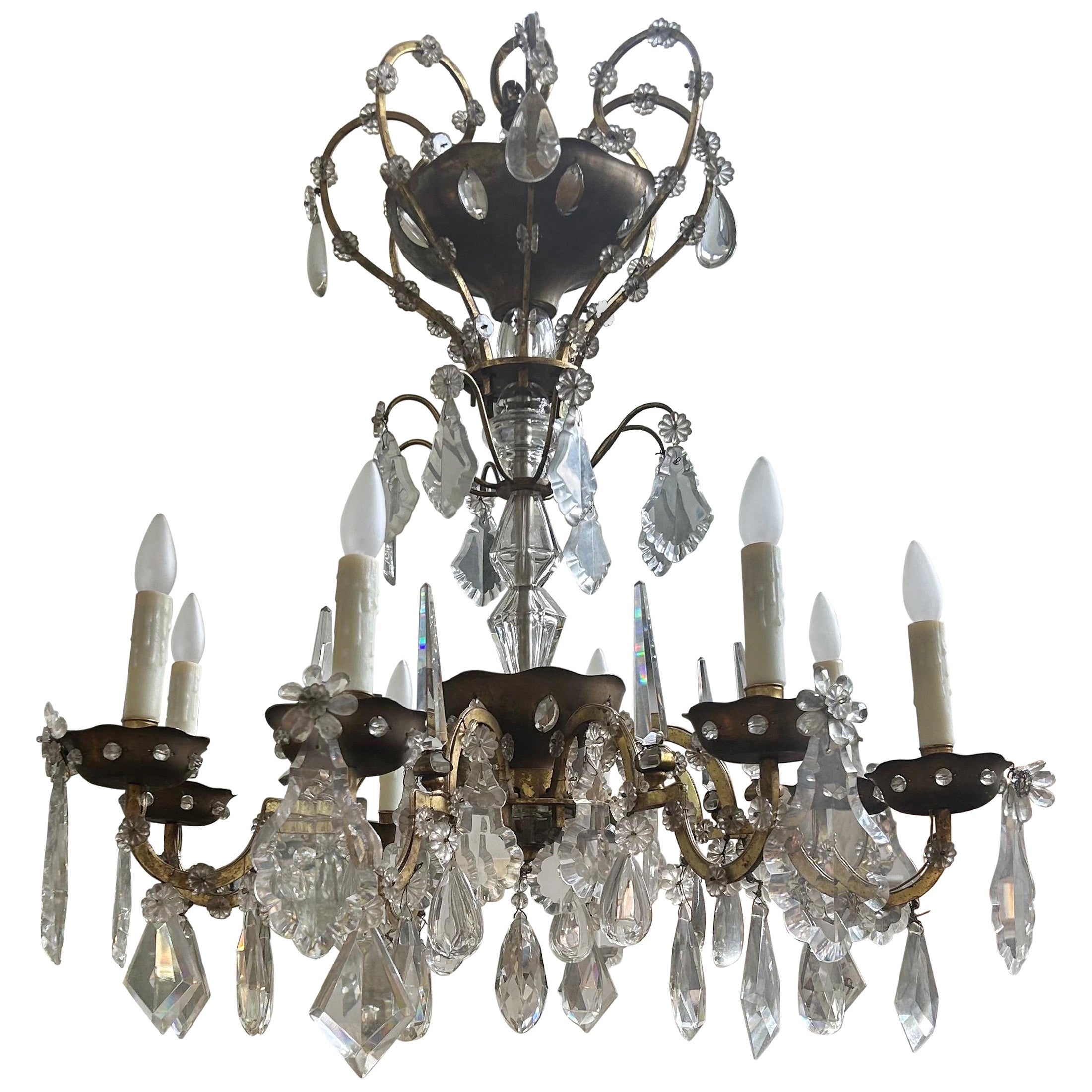 French Maison Baguès Attributed Crystal Chandelier For Sale