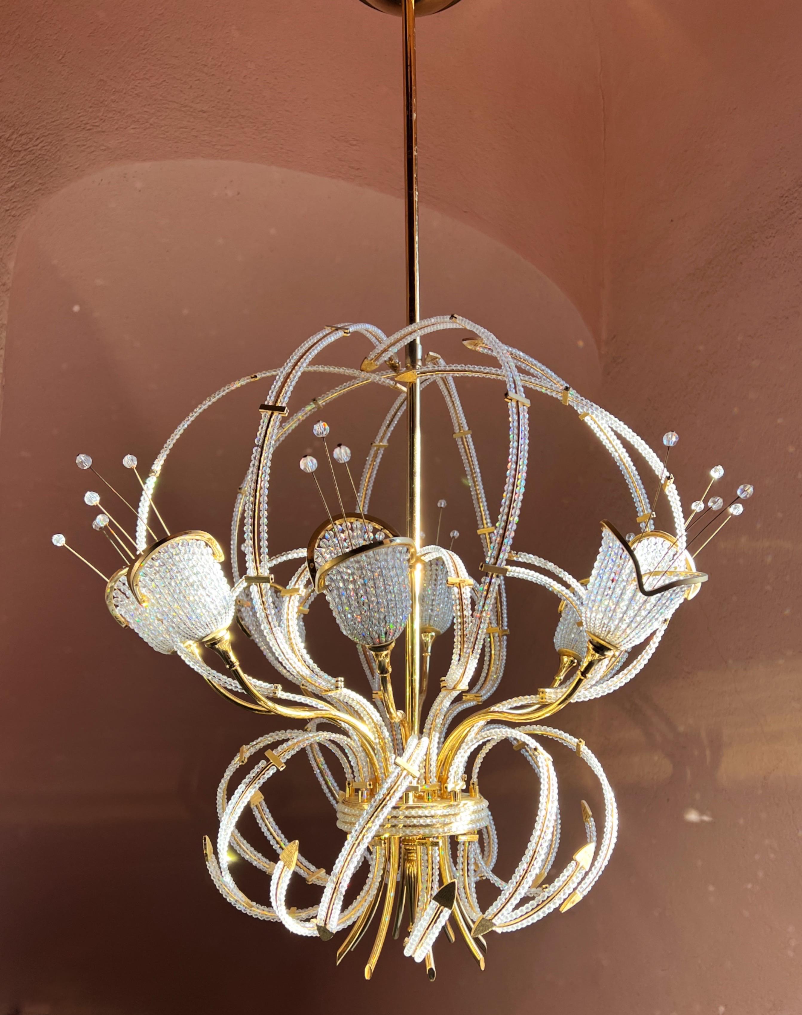 French Maison Bagues Beaded Crystal Chandelier For Sale 4