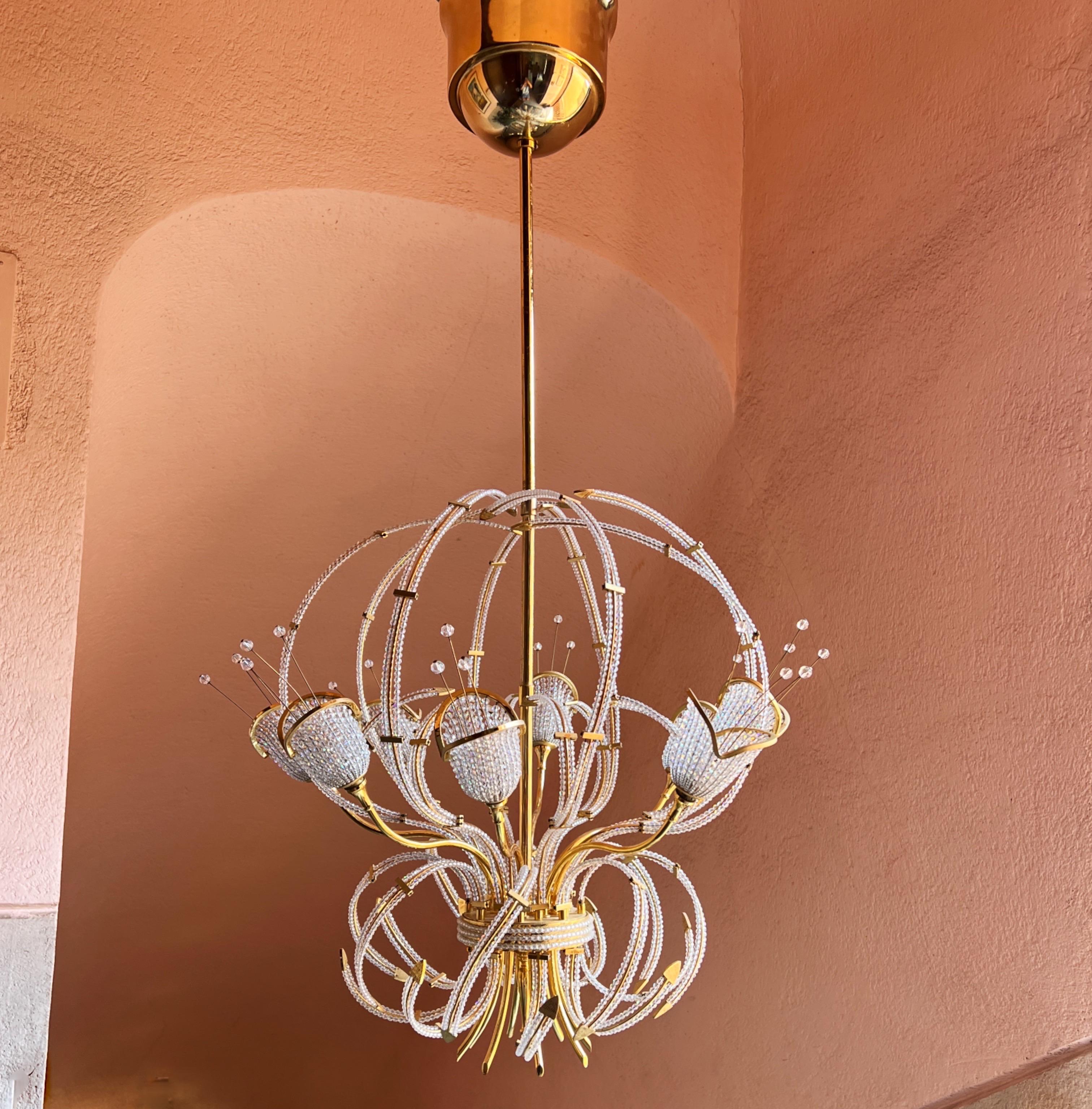 French Maison Bagues Beaded Crystal Chandelier For Sale 7
