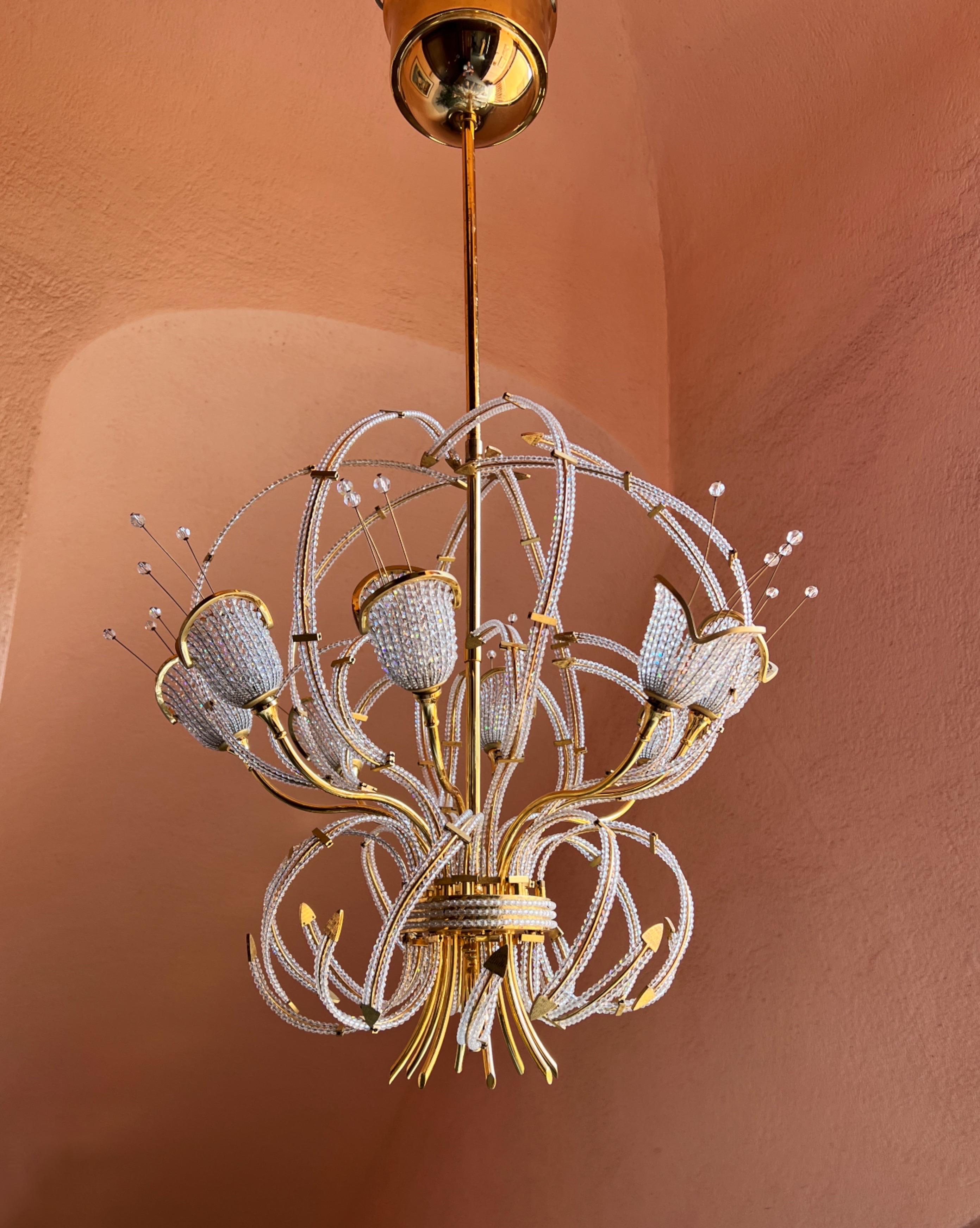 French Maison Bagues Beaded Crystal Chandelier For Sale 8