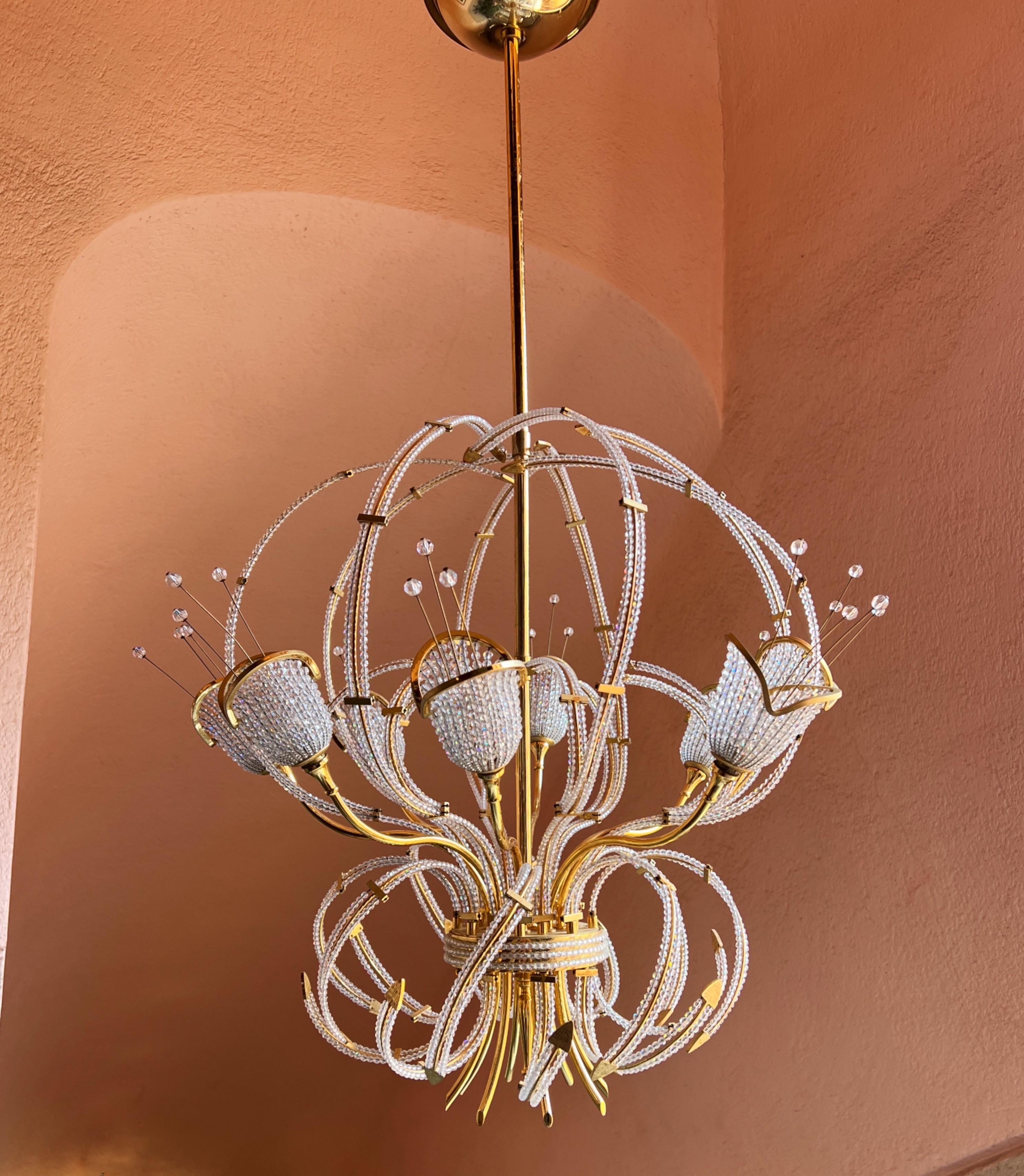 French Maison Bagues Beaded Crystal Chandelier For Sale 9