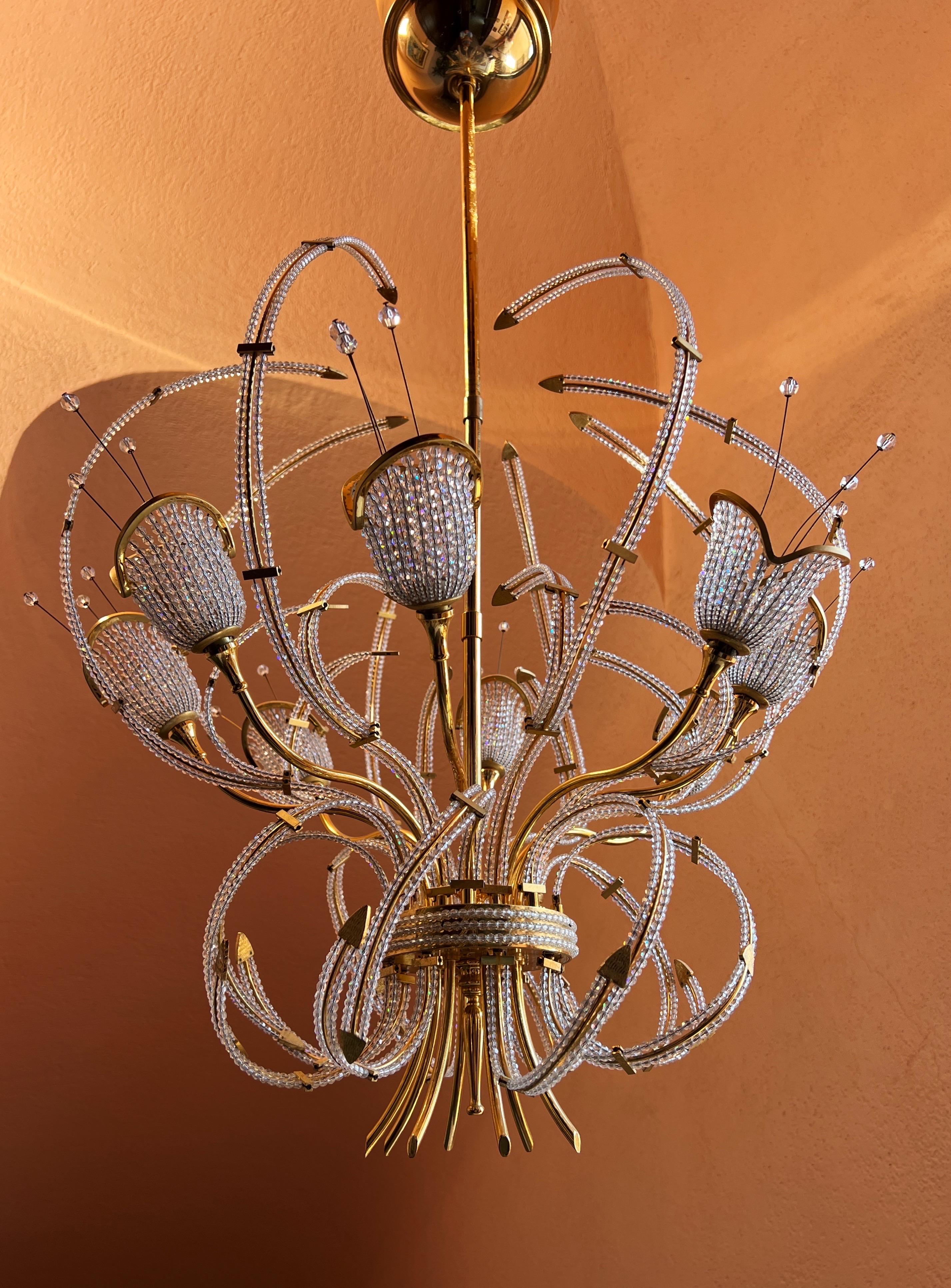 Mid-Century Modern French Maison Bagues Beaded Crystal Chandelier For Sale